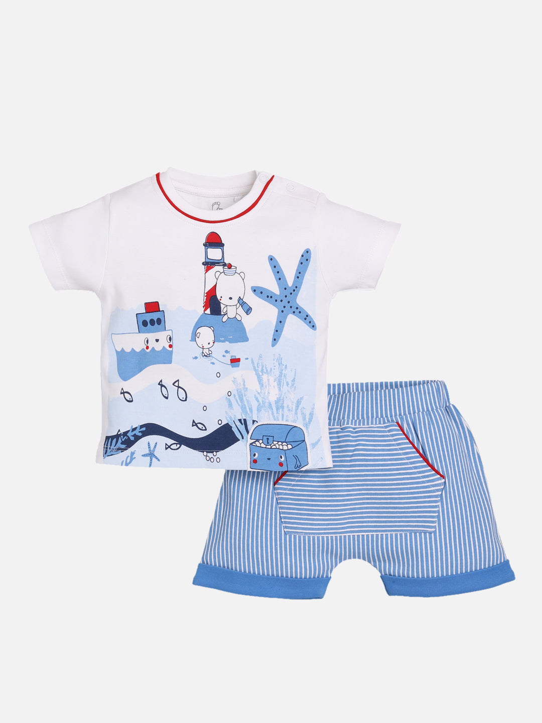 T-shirt and Shorts Set for Baby Boys 100% pure cotton-ROYAL