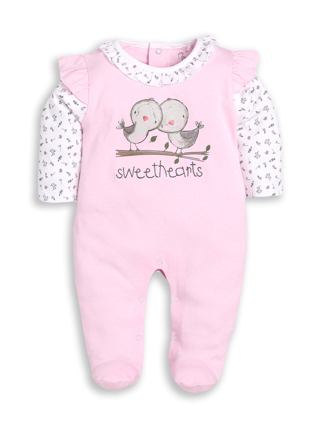 BABY GO 100% Pure Cotton Romper/Bodysuit/Sleepsuit for Baby Girls-PINK