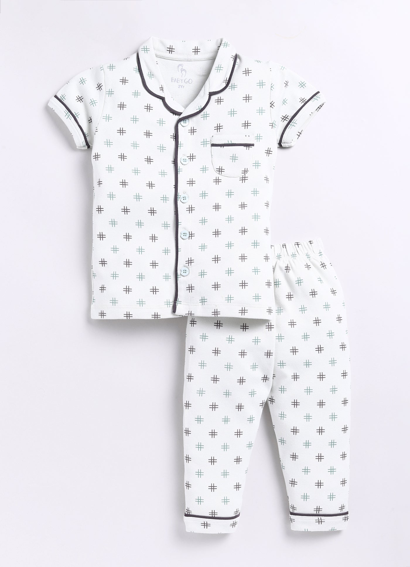 Printed Half Sleeves Baby Boy Night Suit-OLIVE