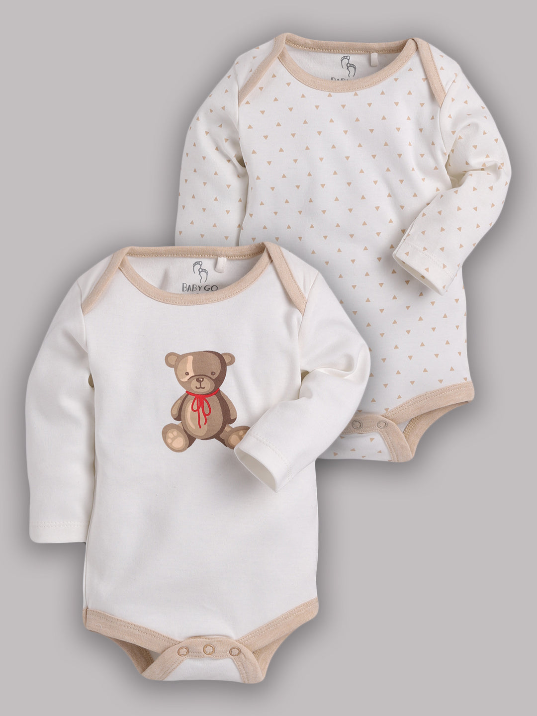 Boys Baby Romper for All Season/Sleep Suit/Comfort fit/ 100% Cotton (Set of 2)-BEIGE