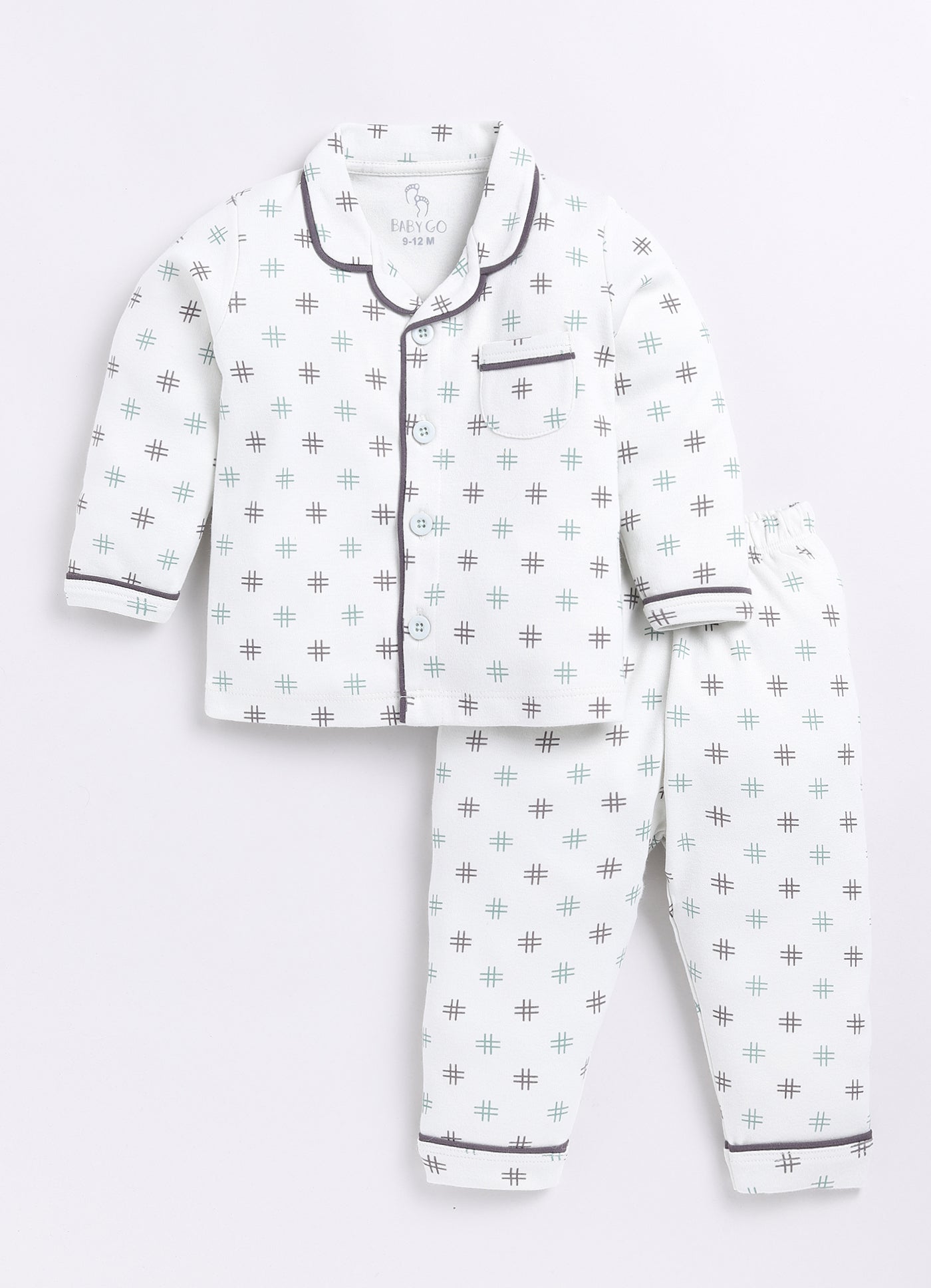 Baby Boy Comfy Printed Night Suit-WHITE
