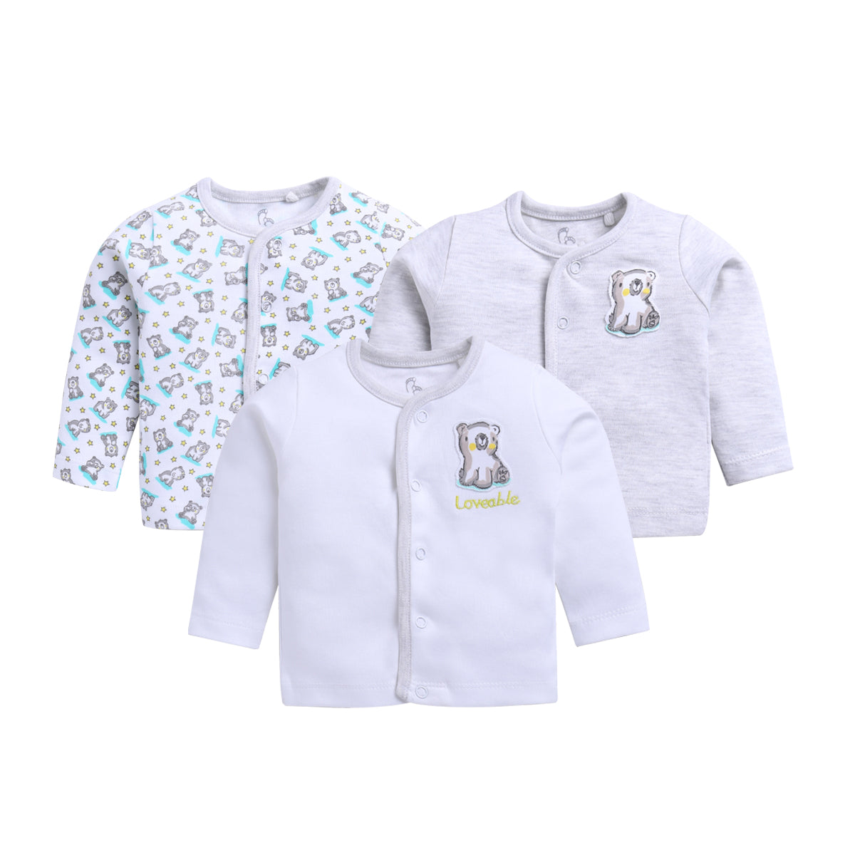 Baby Boys & Baby Girls Printed Pure Cotton T Shirt (White, Pack of 3)