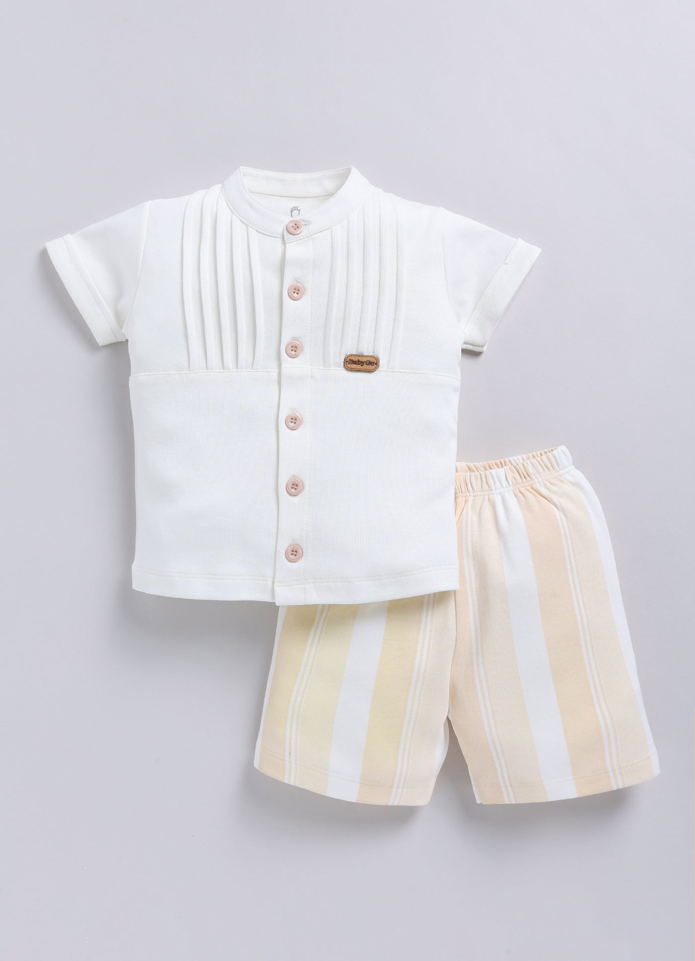 Baby Boy Designer Half T Shirt & Short Set-Beige
