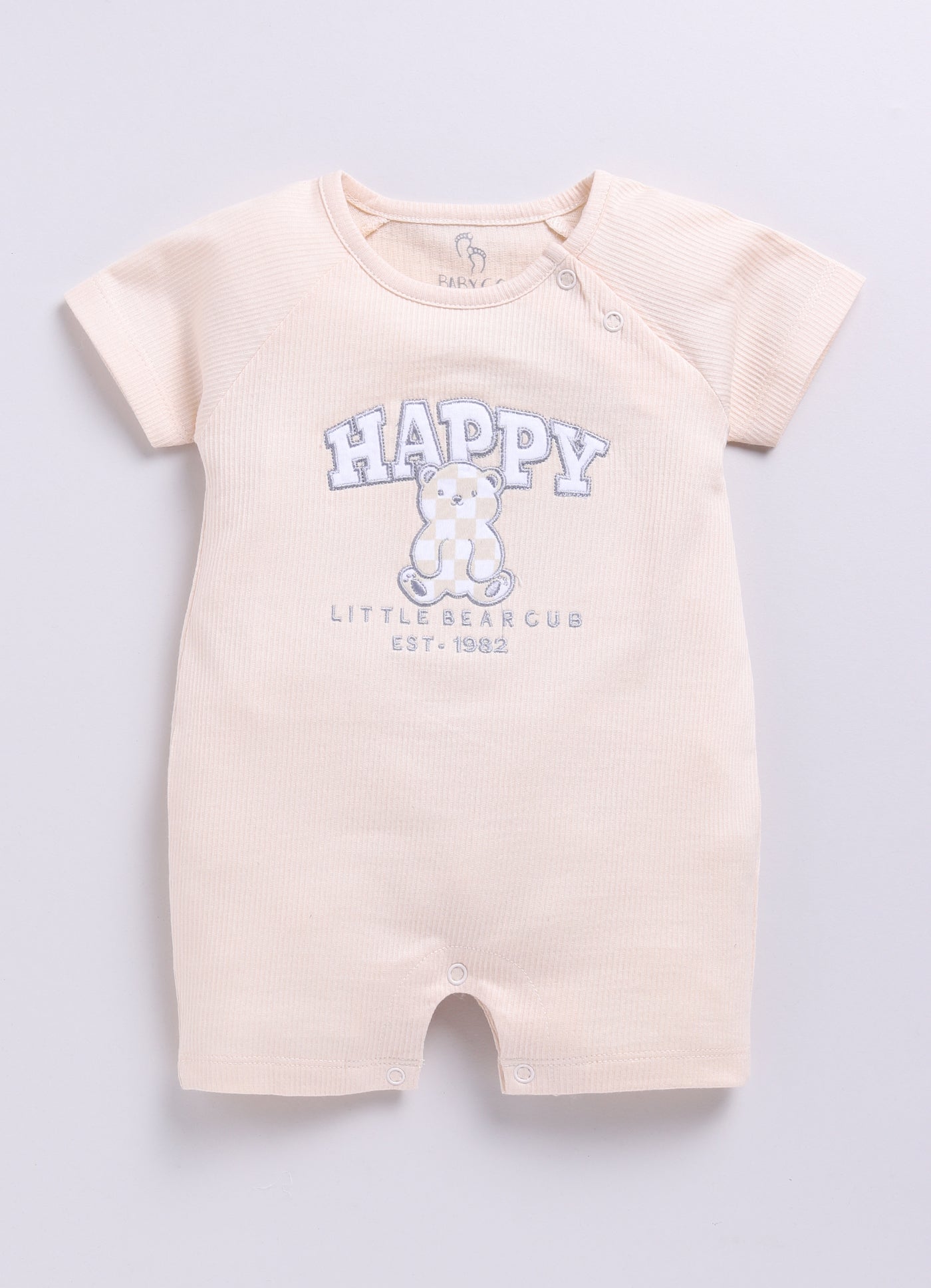 Baby Boy Short Sleeve Romper with Happy Little Bearcus-Yellow