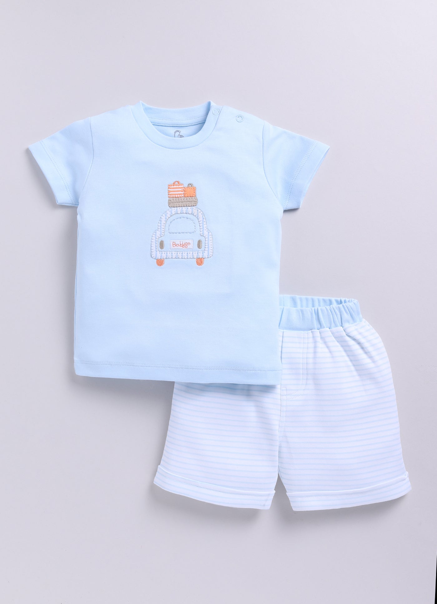 Baby Boy Summer Adventure Half T Shirt & Short Set-Sky
