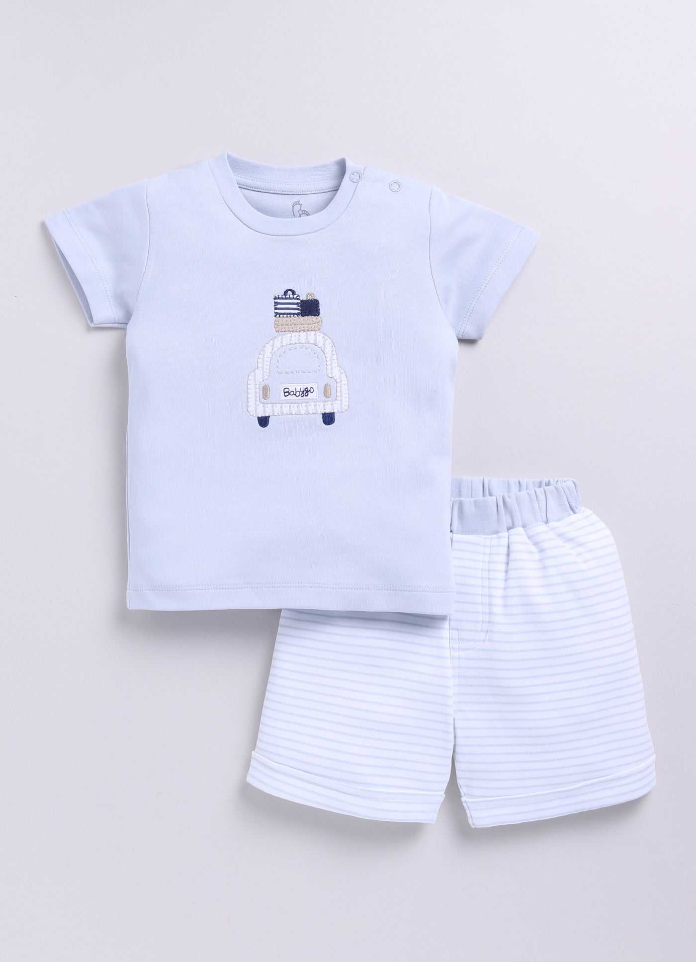 Baby Boy Summer Adventure Half T Shirt & Short Set-Gray