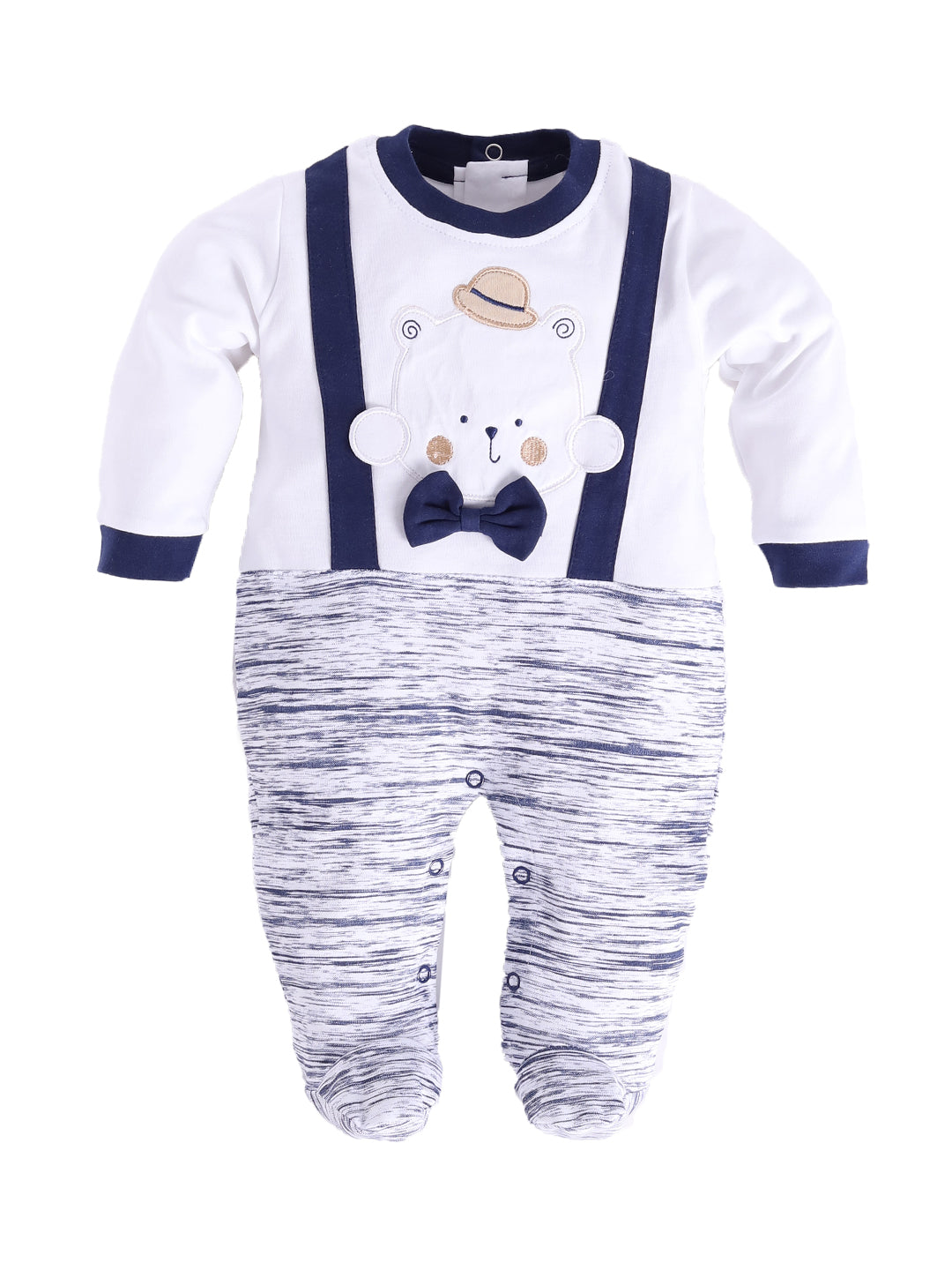 Designer Printed Full Sleeves Romper For Baby Boys NAVY
