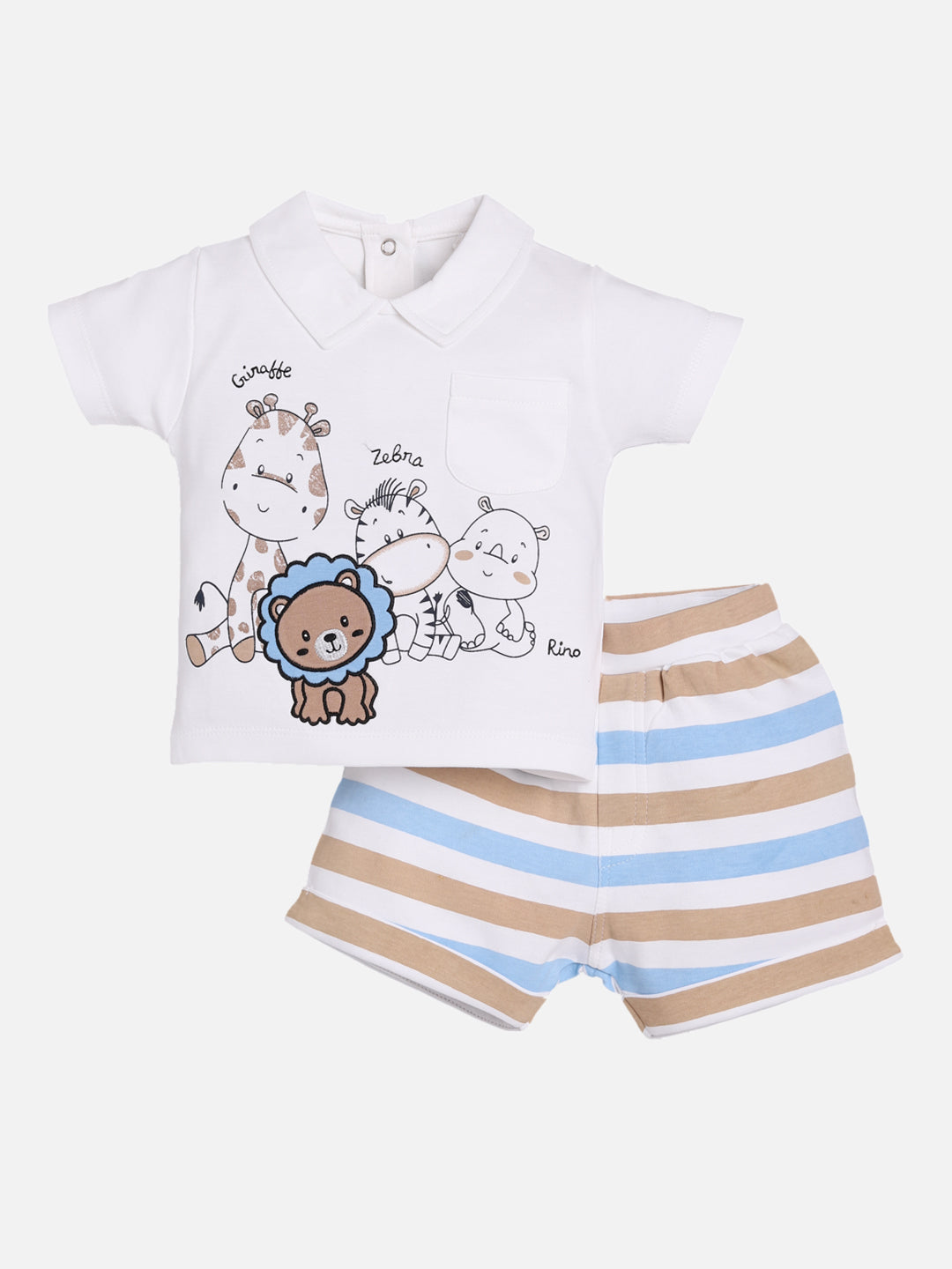 T-shirt and Shorts Set for Baby Boys 100% pure cotton-BEIGE