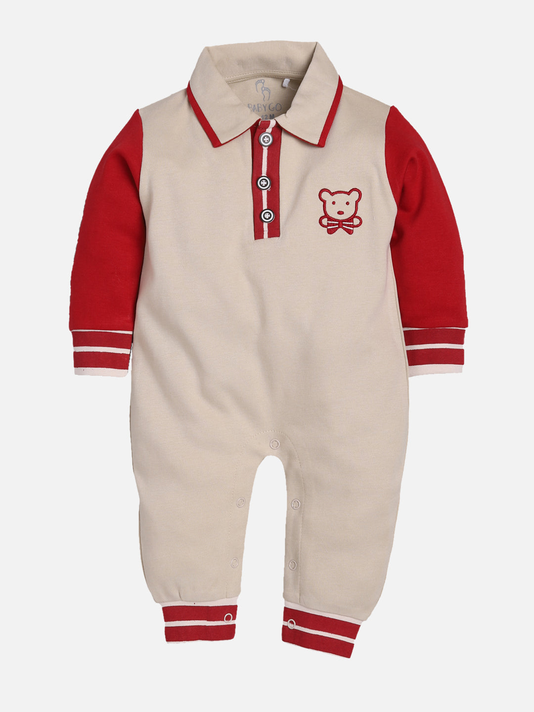 Full Sleeves Rompers/Bodysuit/Sleepsuit for Baby Boys - BEIGE