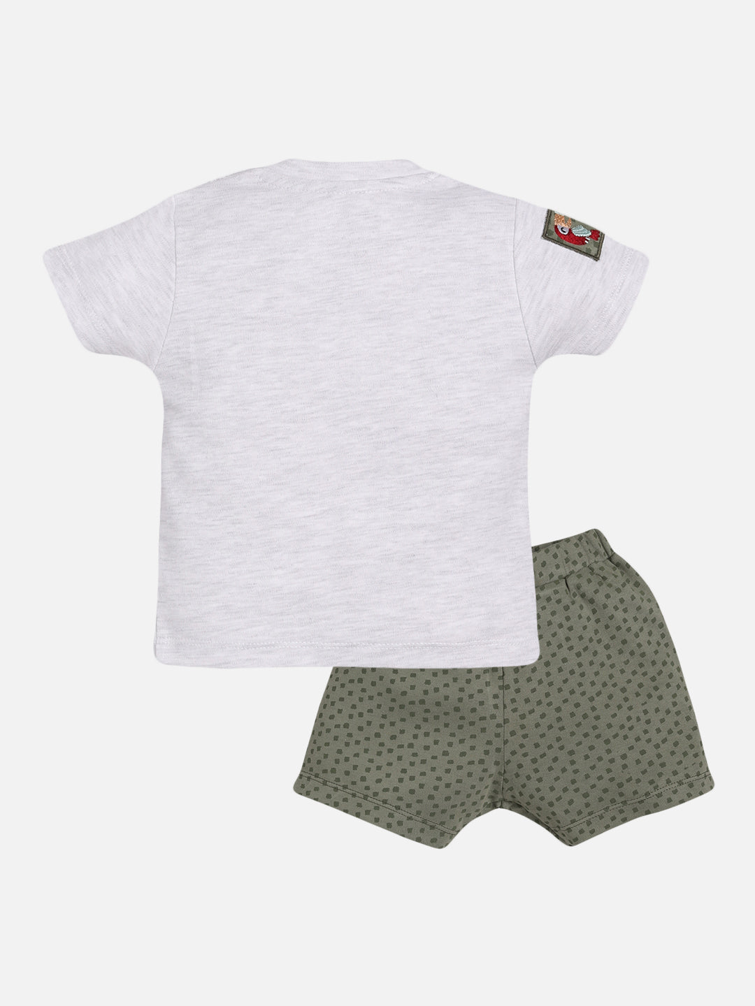 Animal printed T-Shirt Shorts set for Baby Boy-OLIVE