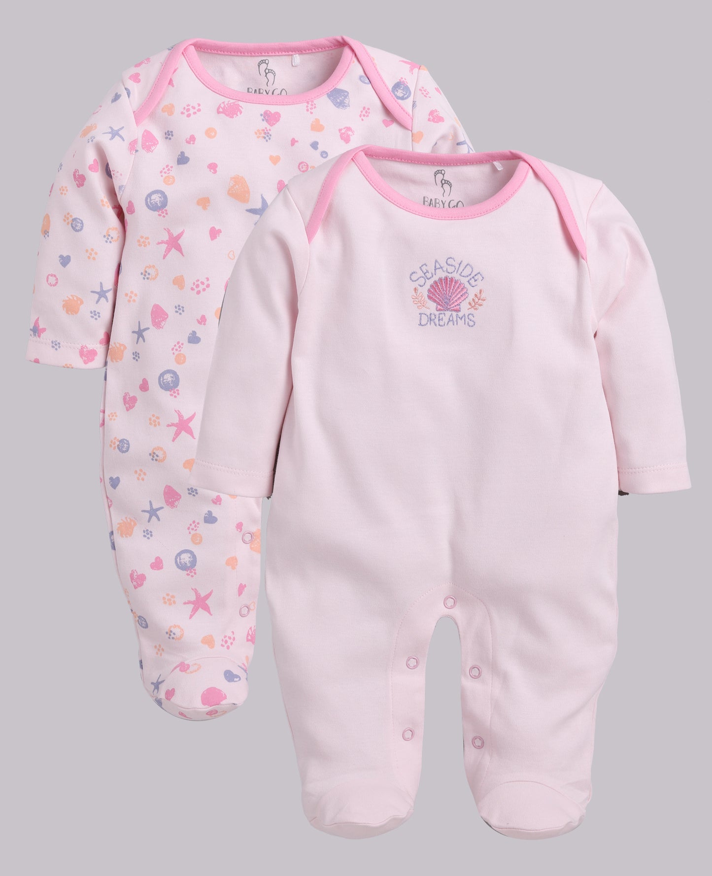 Comfortable Cotton Rompers/Sleepsuits for Baby Boys and Girls - Pack of 2 Combo PINK