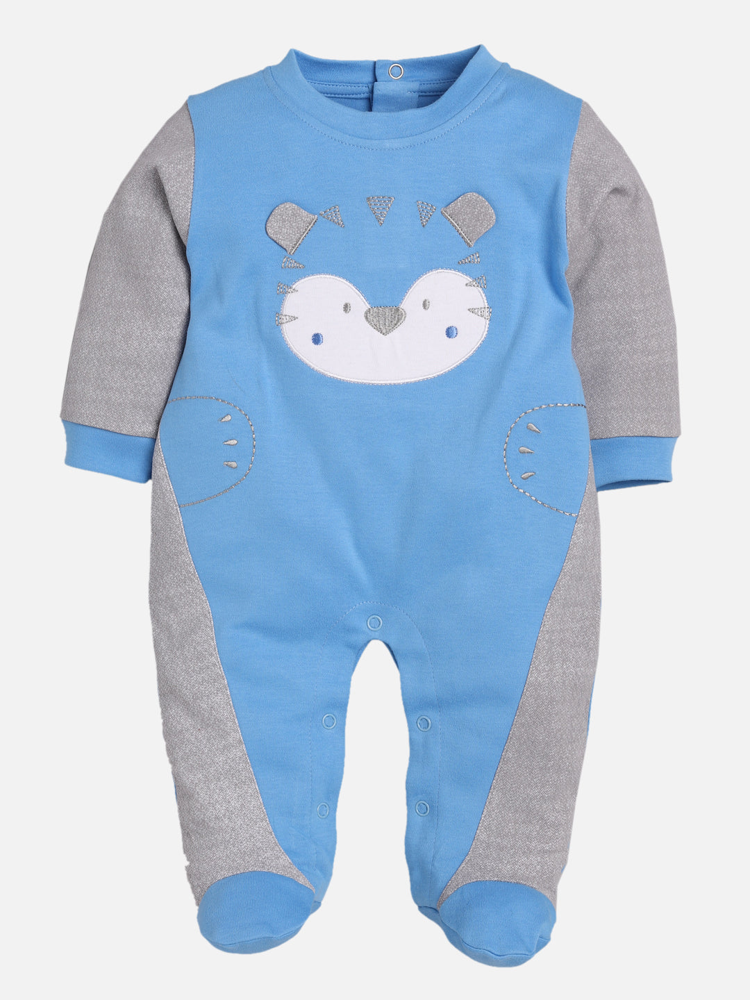 BABY GO 100% Pure Cotton Full Sleeves Rompers/Bodysuit/Sleepsuit for Baby Boys-BLUE