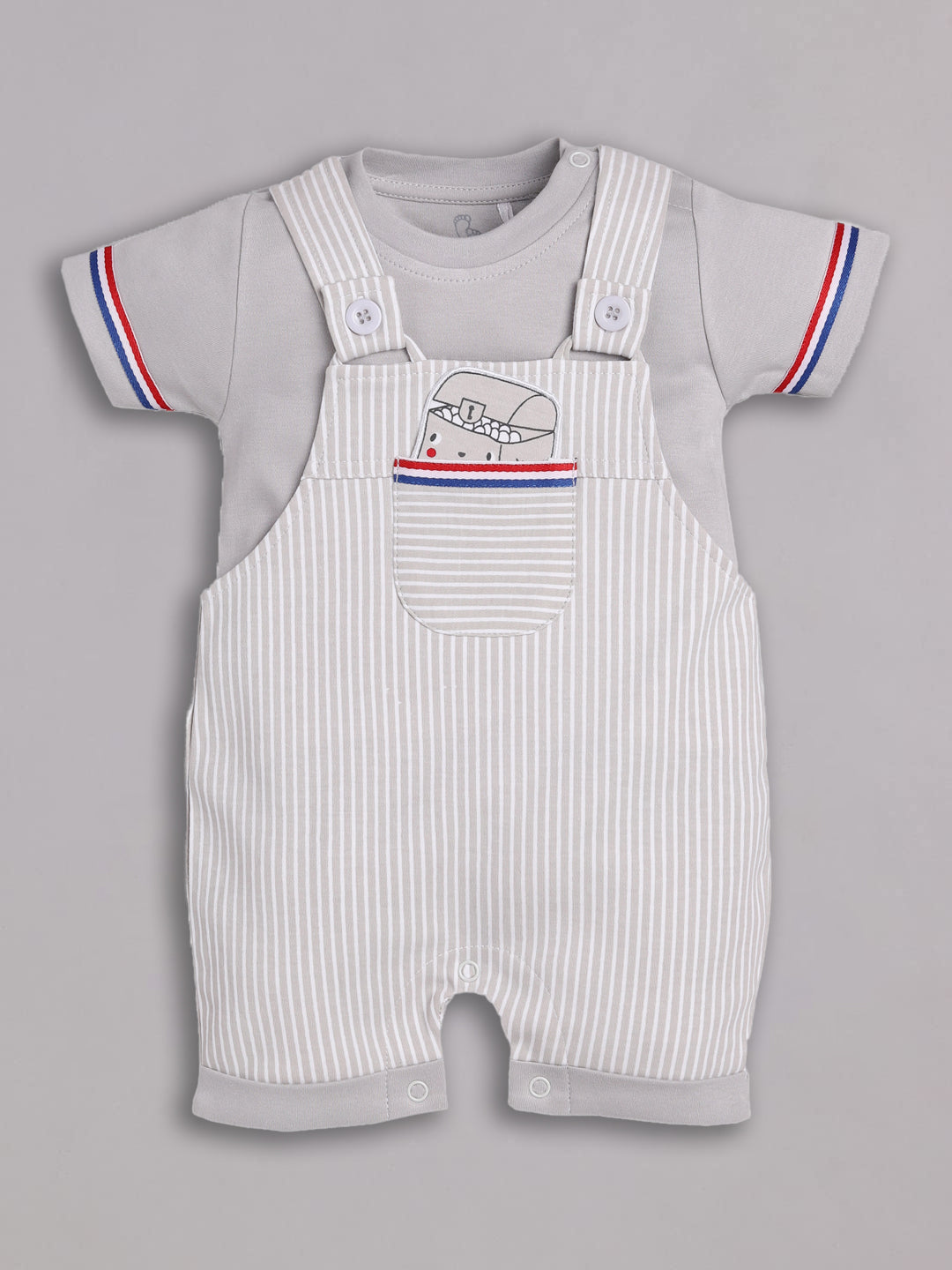 100% Pure Cotton Dungaree for Baby Boys-BEIGE