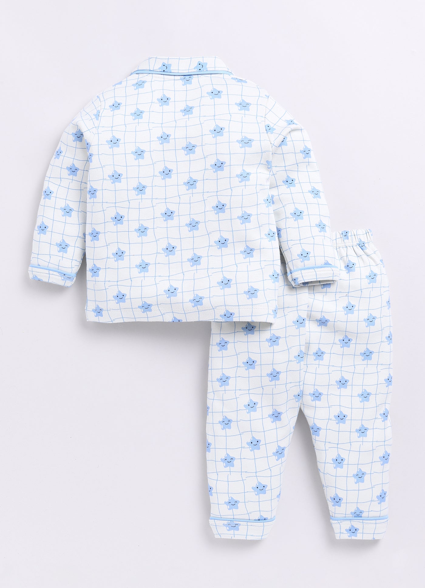 Cute Star Fish Printed Baby Boy Full Sleeve Night Suit-BLUE