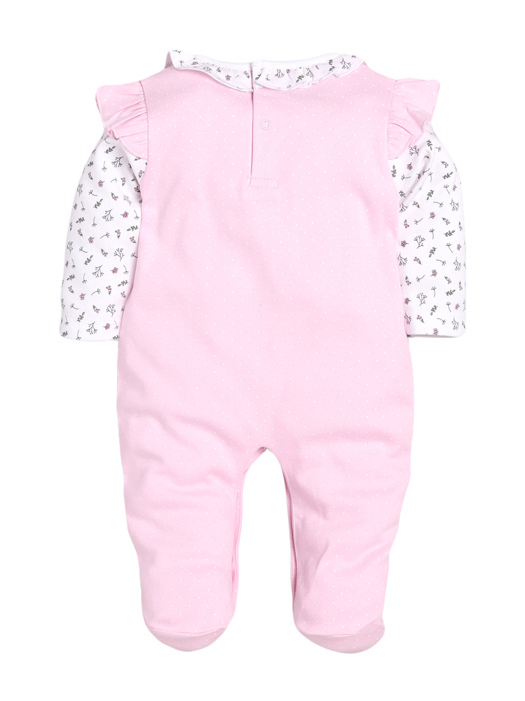 BABY GO 100% Pure Cotton Romper/Bodysuit/Sleepsuit for Baby Girls-PINK