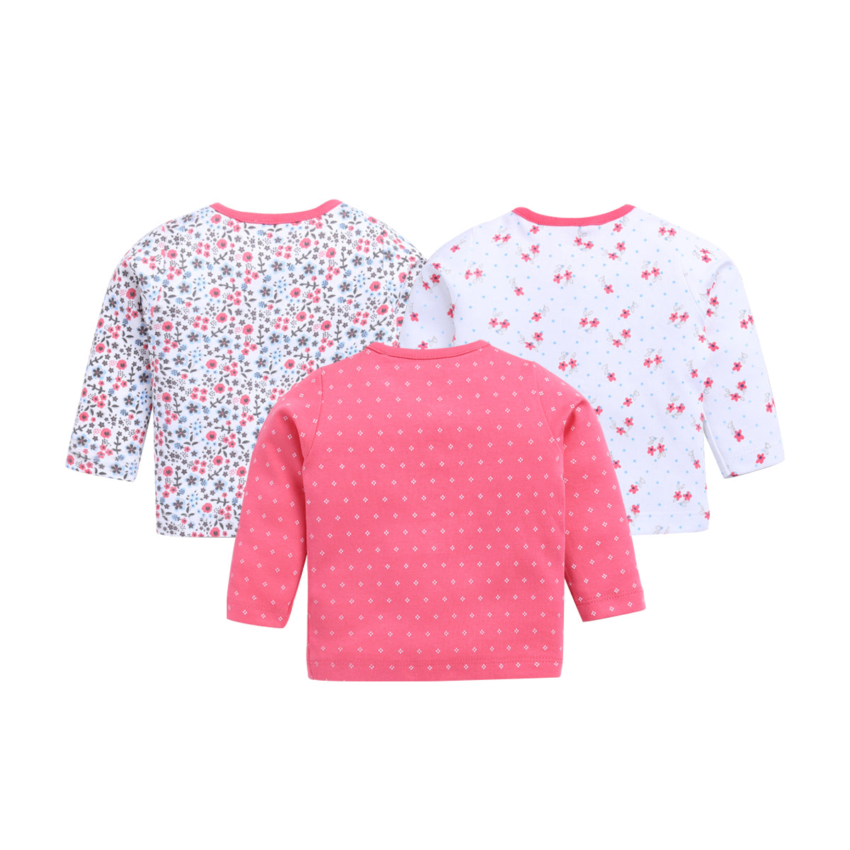 BABY GO Full Sleeve Set of 3 TEES Combo for Baby Girls FUSHIA