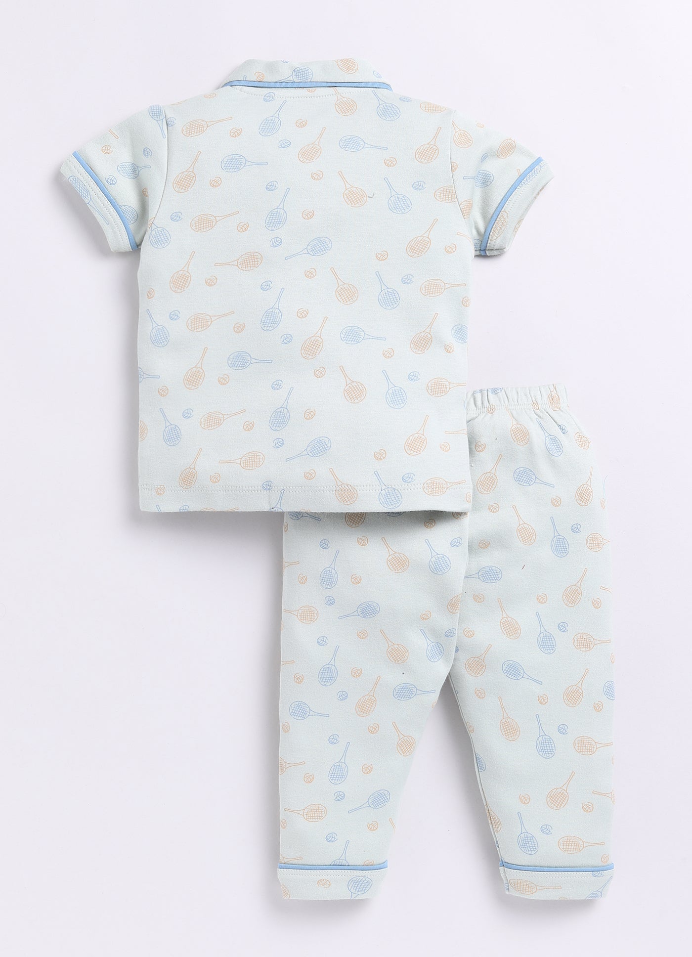 Playful Printed Half Sleeves Baby Boy Night Suit-OLIVE
