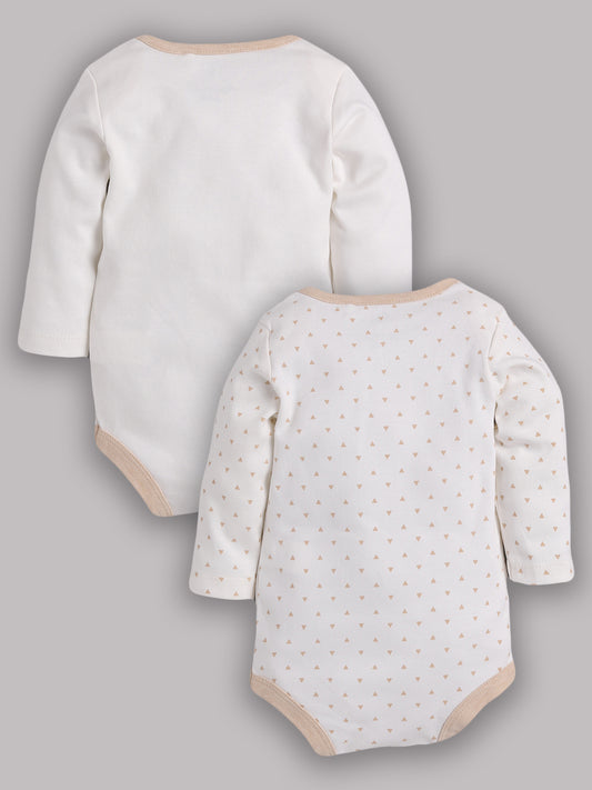 Boys Baby Romper for All Season/Sleep Suit/Comfort fit/ 100% Cotton (Set of 2)-BEIGE