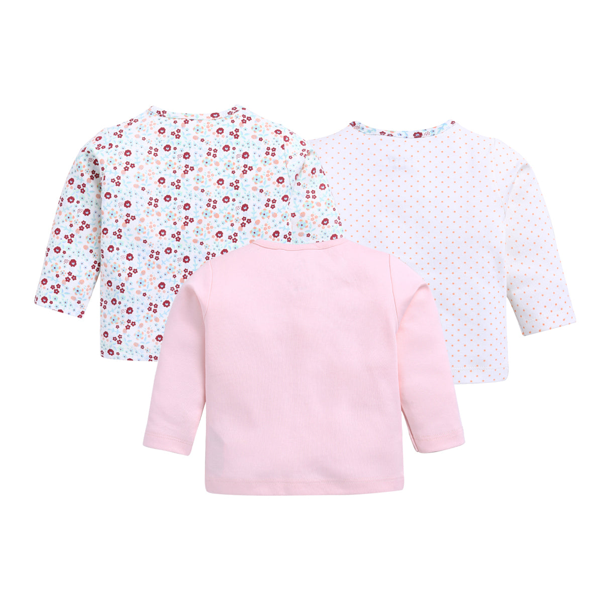 BABY GO Full Sleeve Set of 3 TEES Combo for Baby Girls PEACH