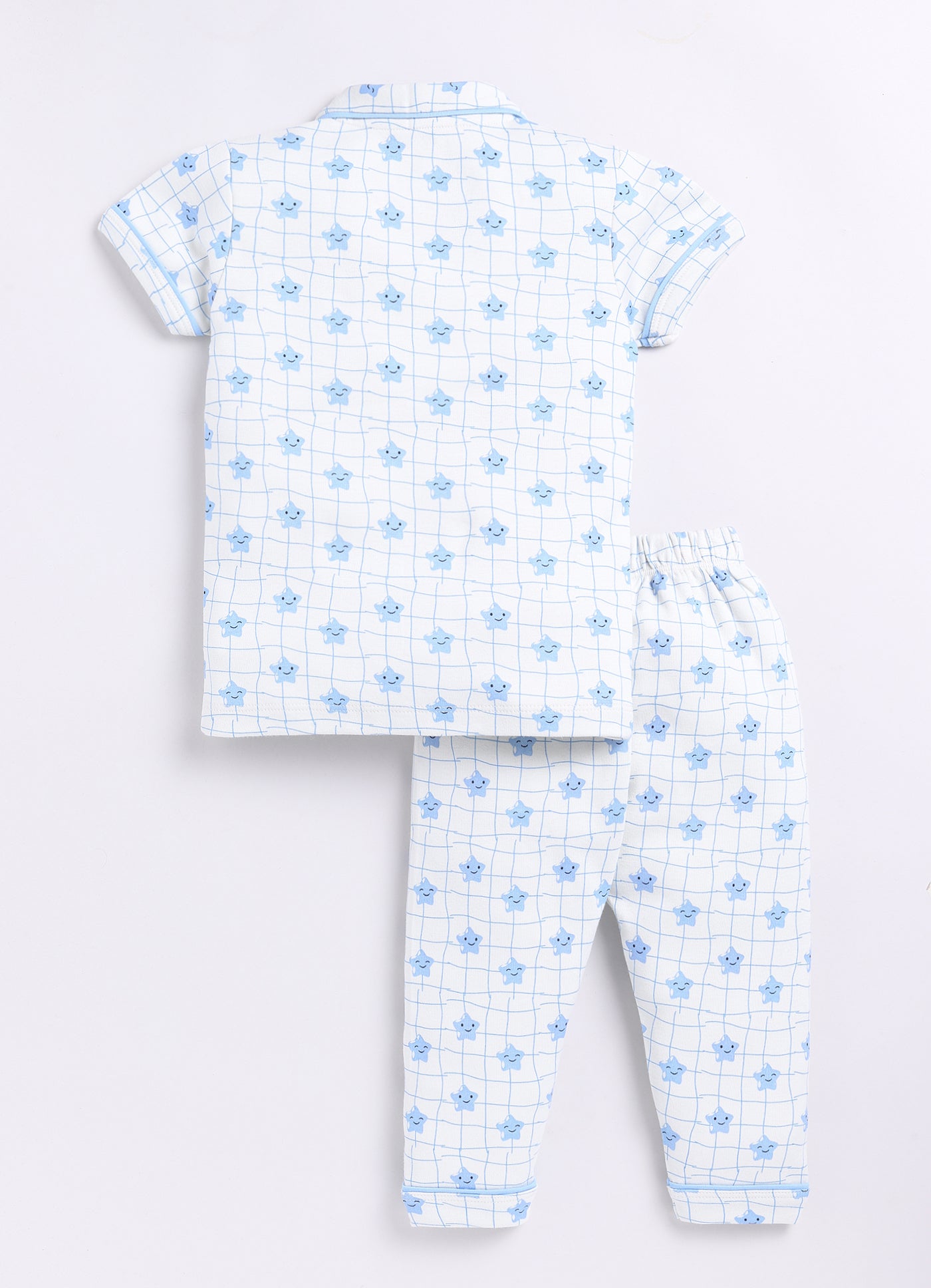 Baby Star Printed Half Sleeves Boy Night Suit-OLIVE