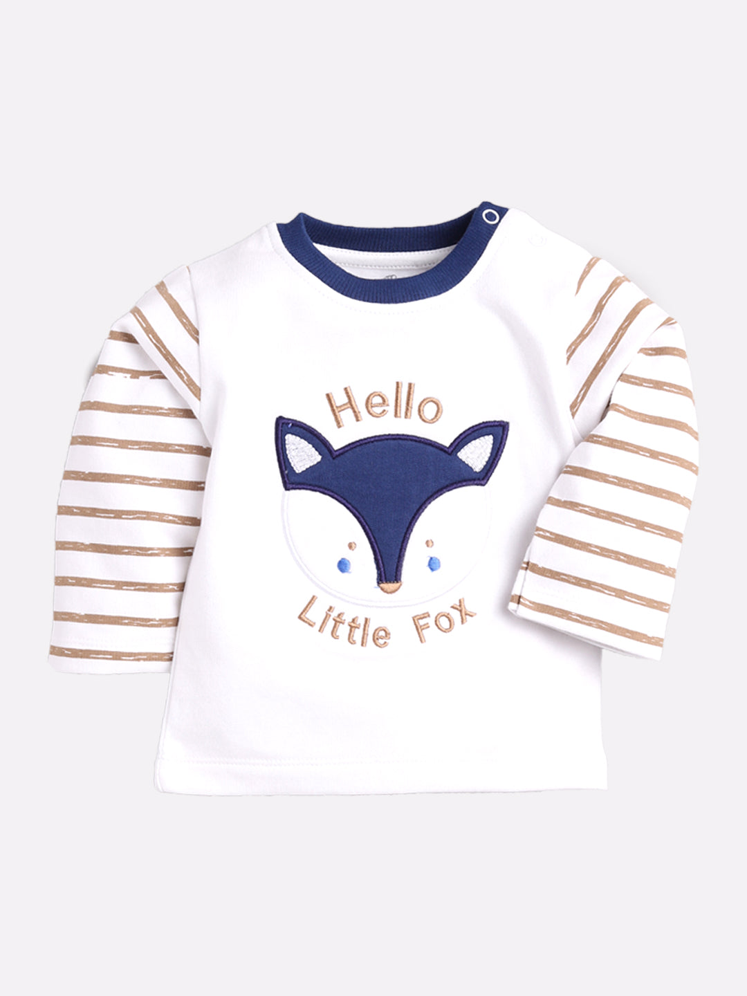 Little Fox printed casual T-Shirt Pyjama set-NAVY