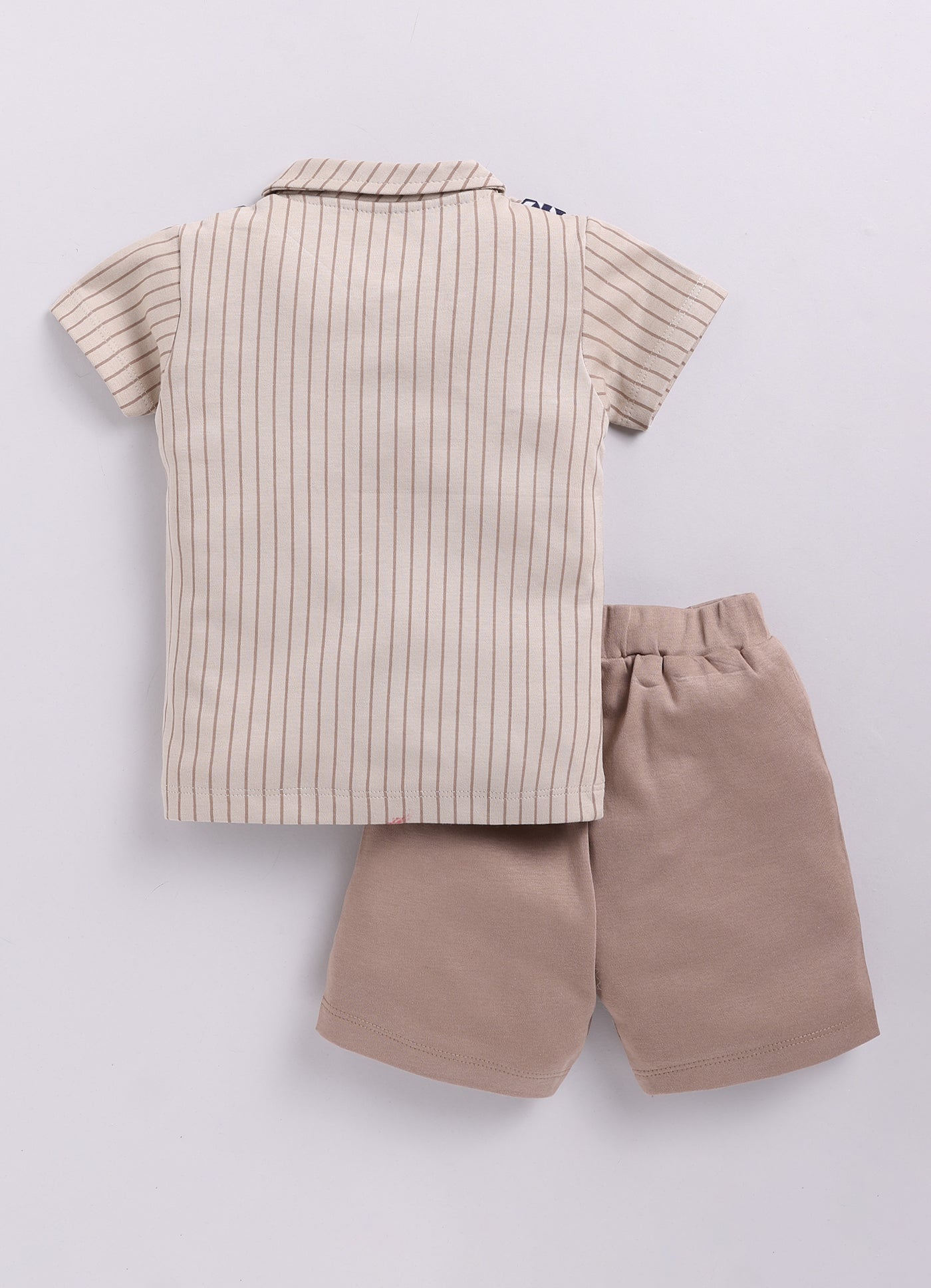 Baby Boy Collar Half T Shirt & Shorts Set-Beige