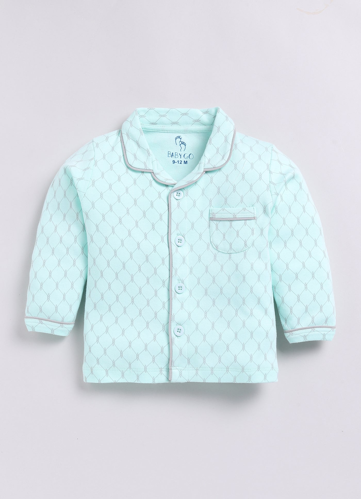 Baby Girl Printed Full Sleeve Night Suit-PEACH
