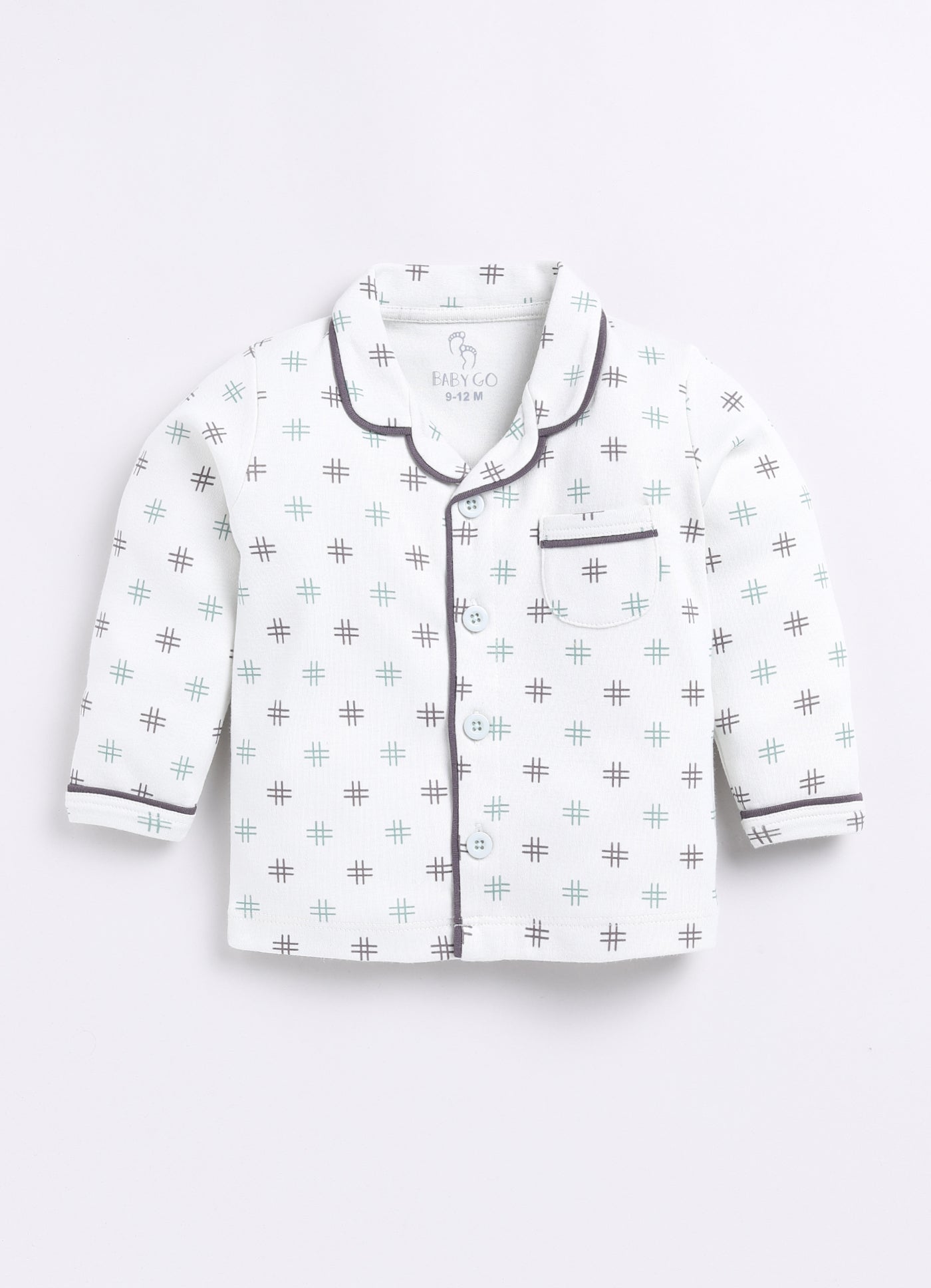 Baby Boy Comfy Printed Night Suit-WHITE