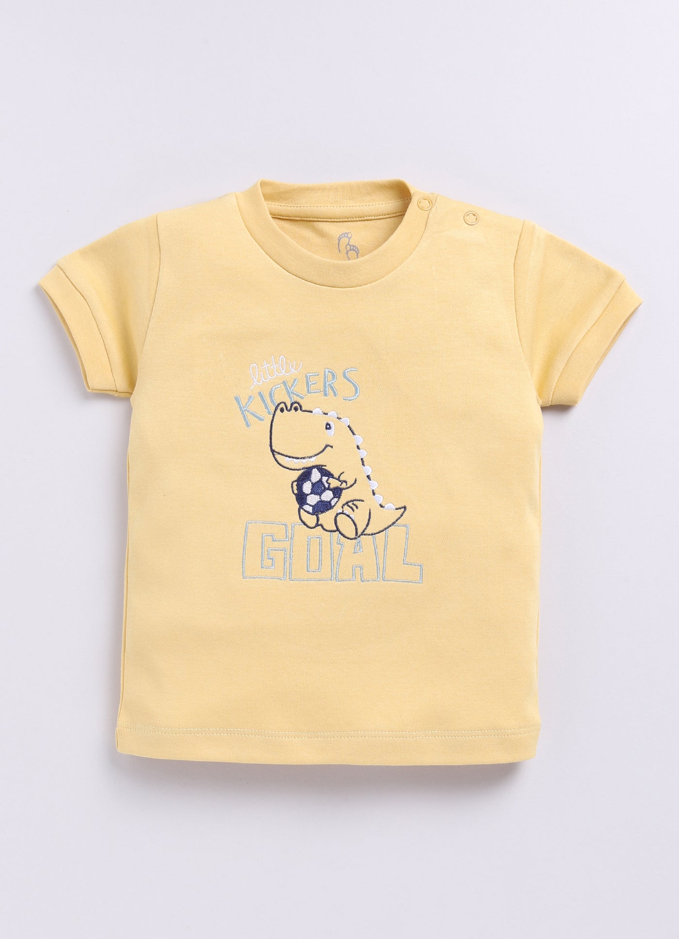 Baby Boy Dinosaur Printed Half T shirt & Short Set-Lemon
