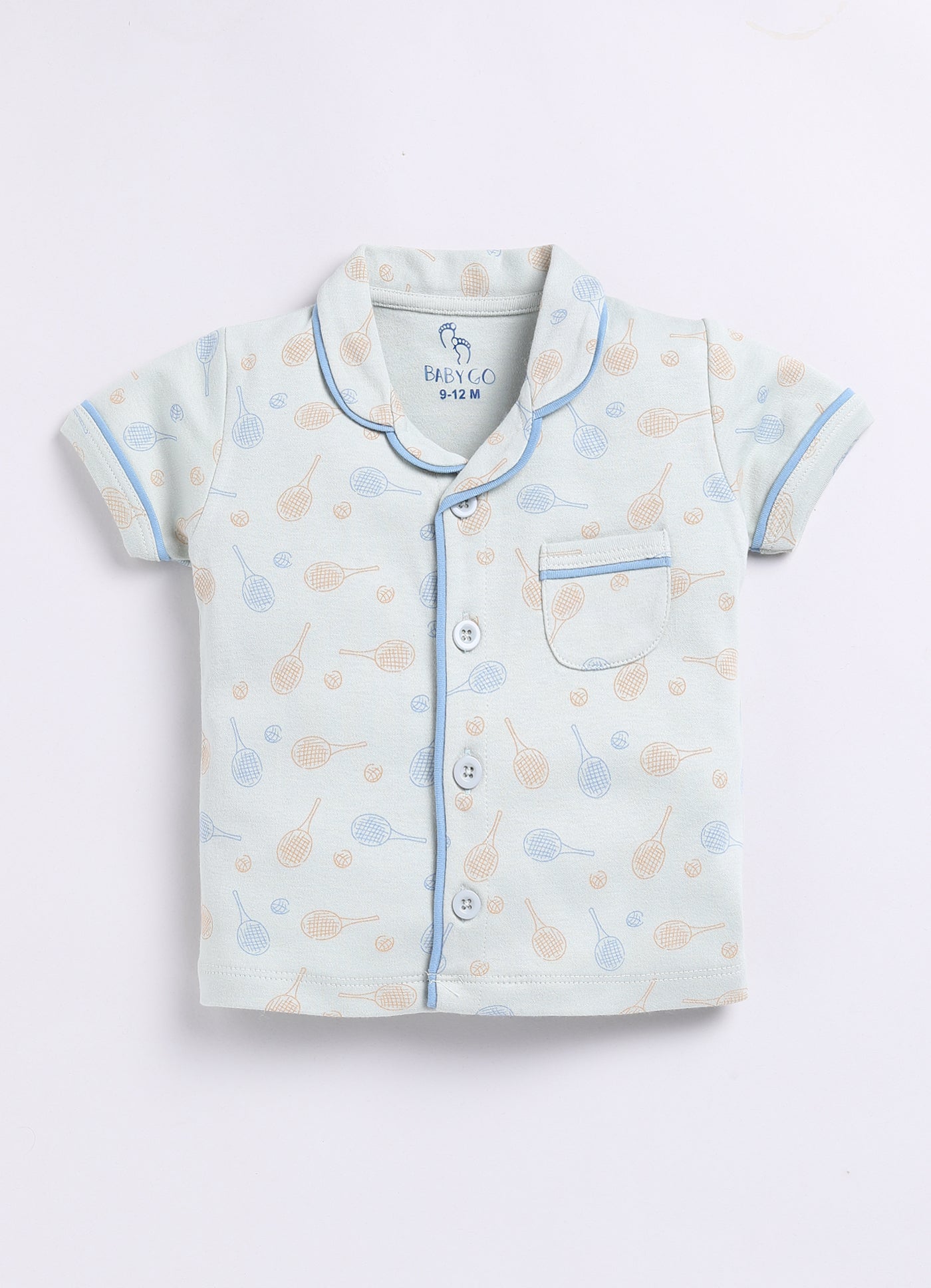 Playful Printed Half Sleeves Baby Boy Night Suit-OLIVE