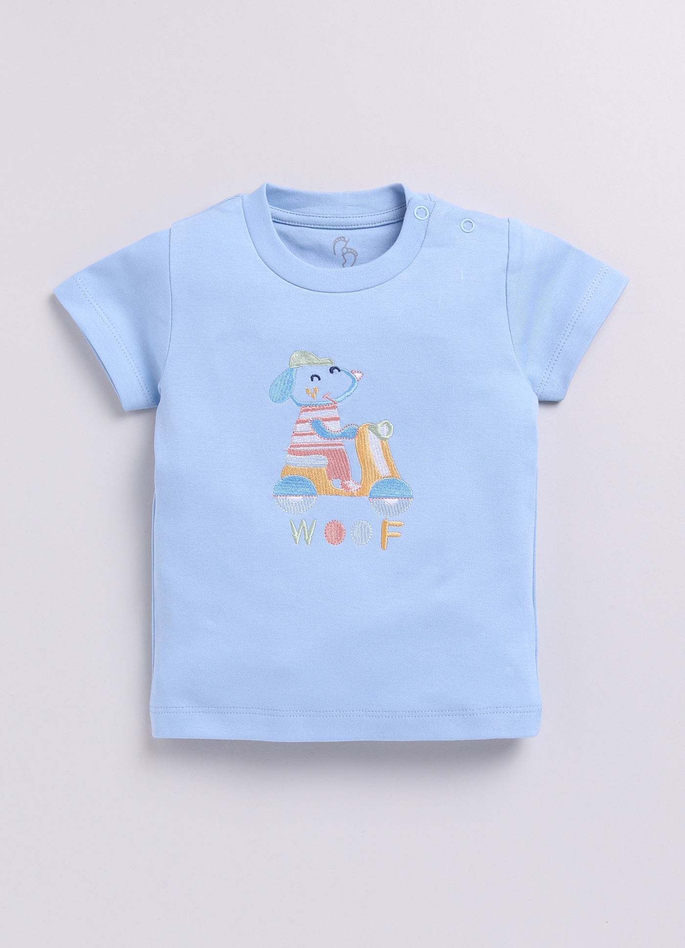Happy Woof Printed Baby Boy Half T Shirt & Short Set-Blue