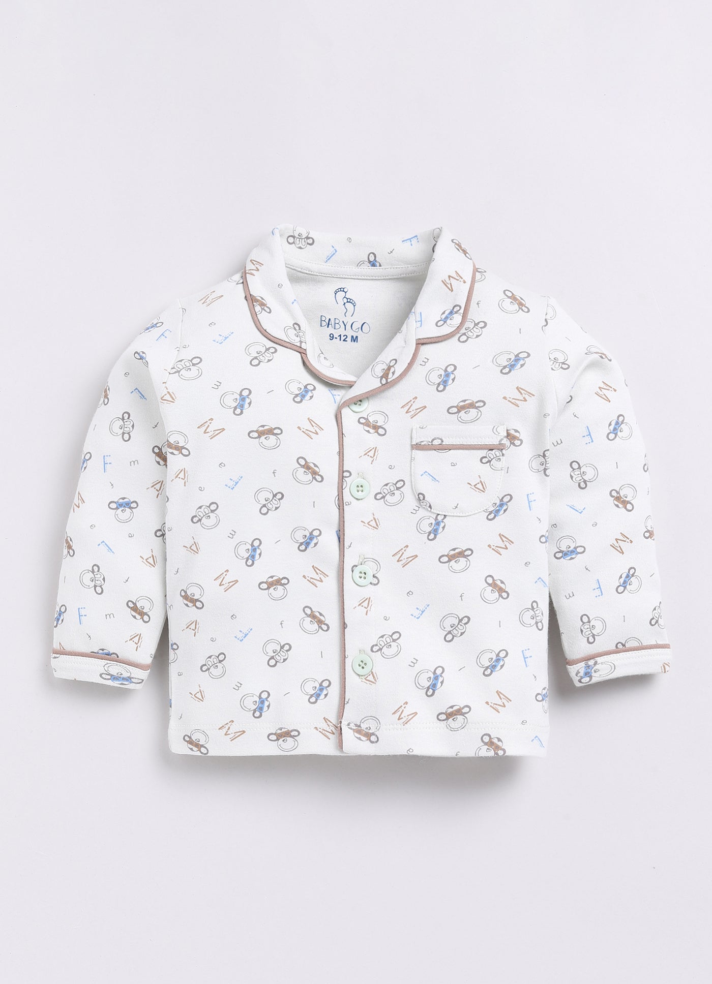 Fun Printed Baby Boy Night Suit-Yellow