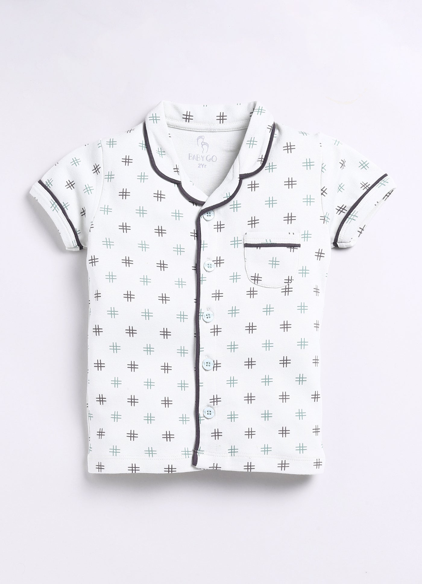 Printed Half Sleeves Baby Boy Night Suit-OLIVE