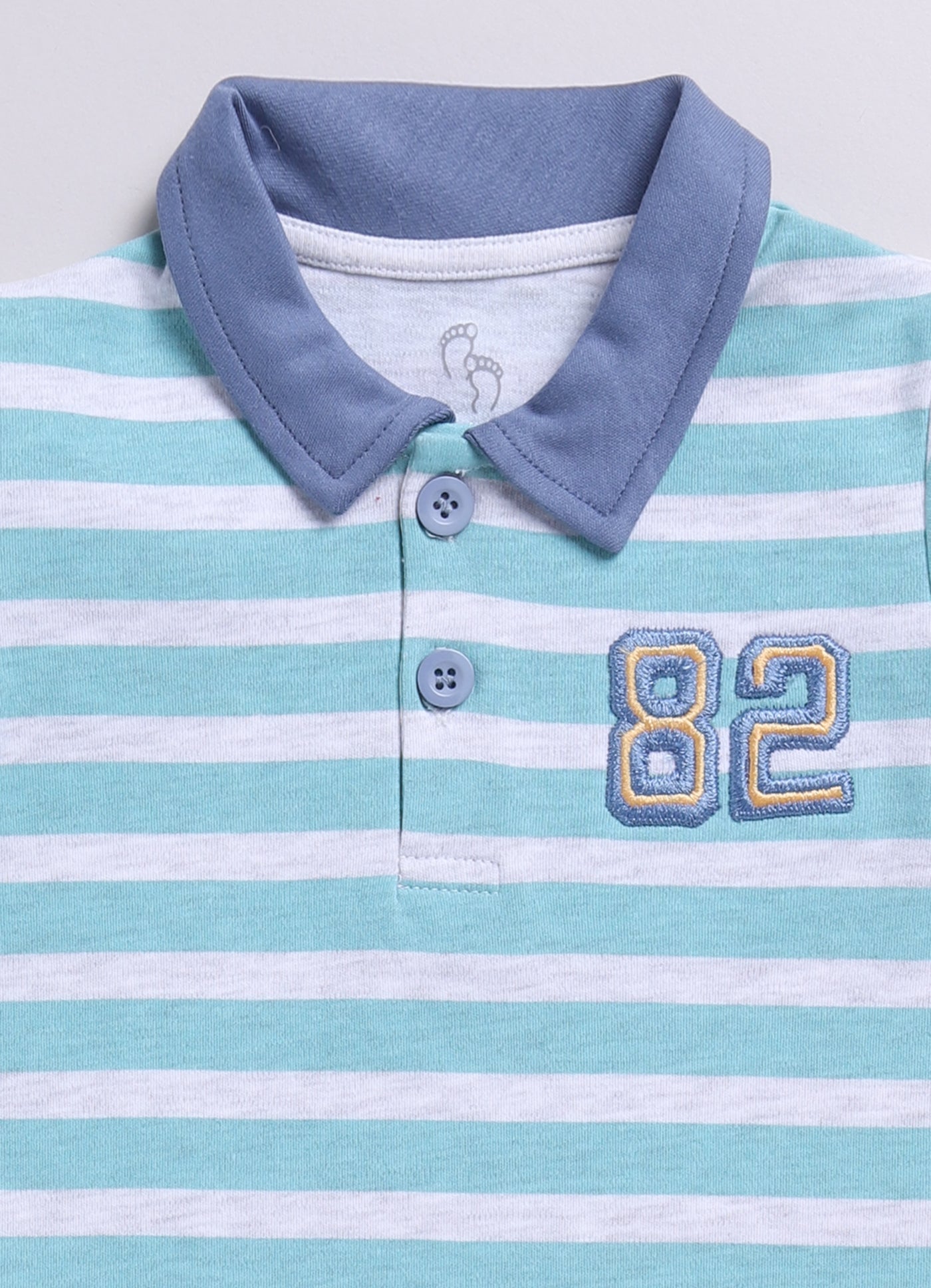 Short Sleeve Striped Polo Baby Boy Romper - Green