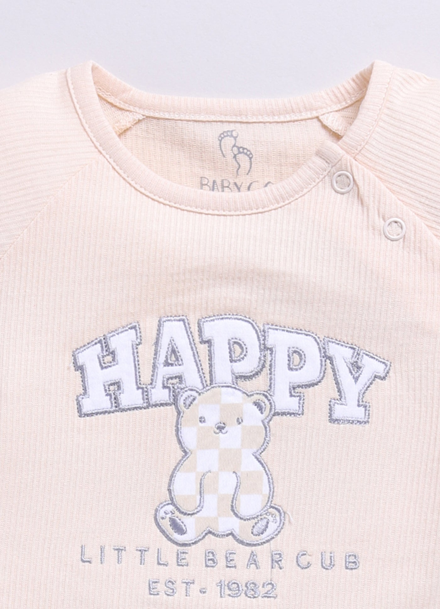 Baby Boy Short Sleeve Romper with Happy Little Bearcus-Yellow