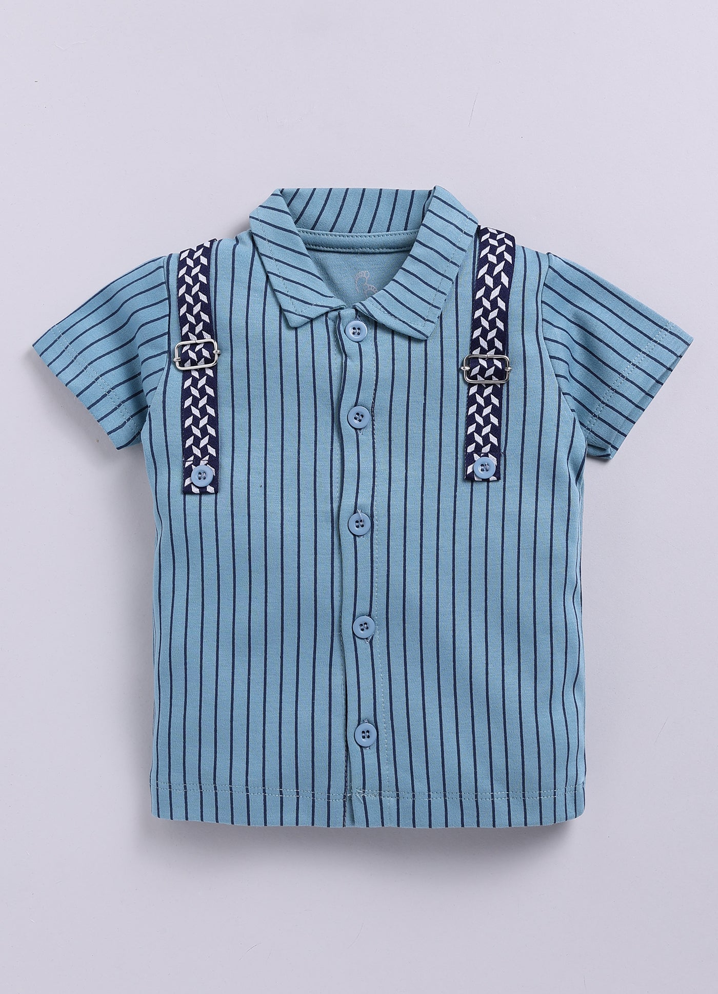 Baby Boy Collar Half T Shirt & Shorts Set-Green