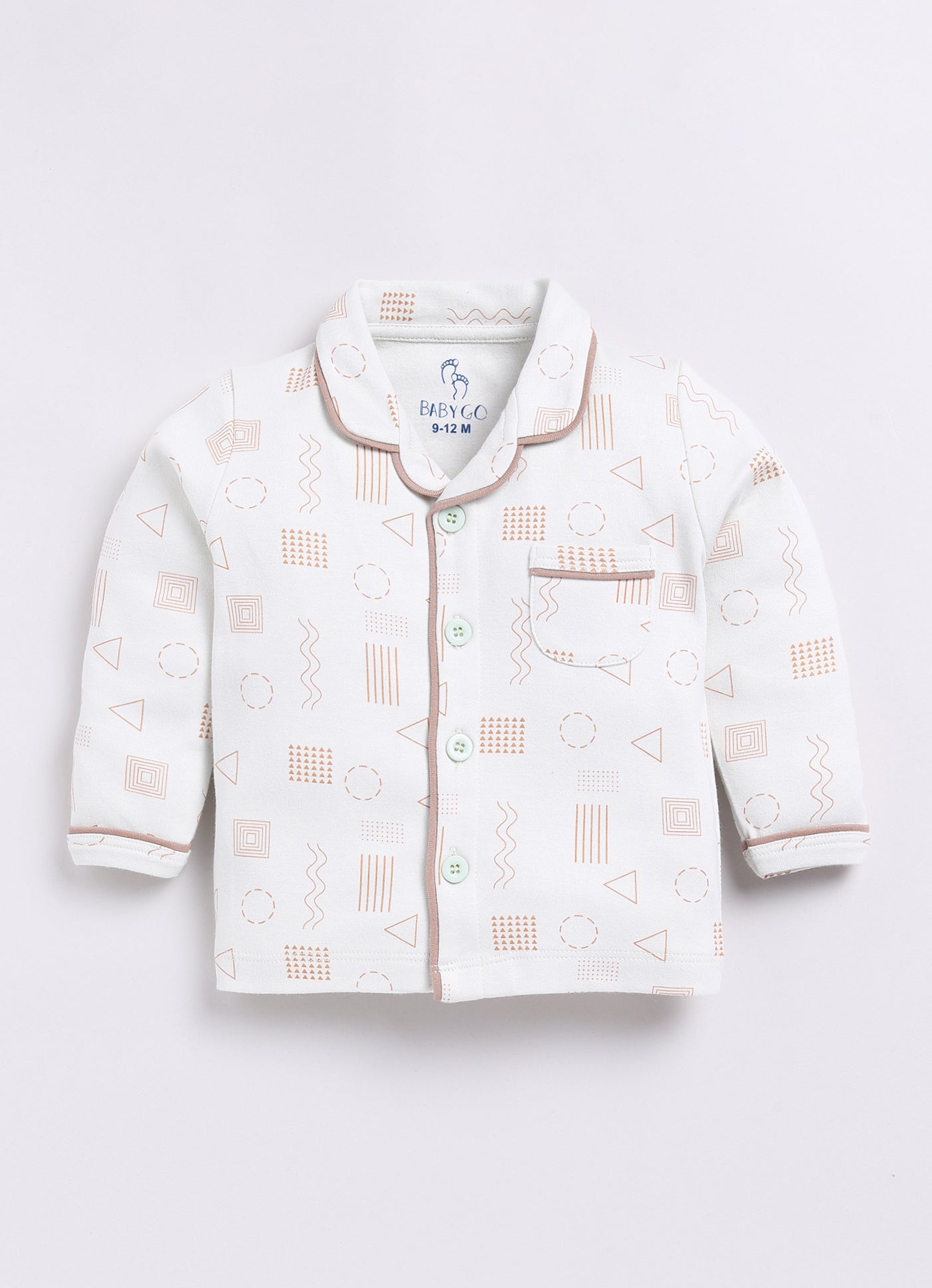 Baby Boy Comfy Full Sleeve Night Suit-OFF White