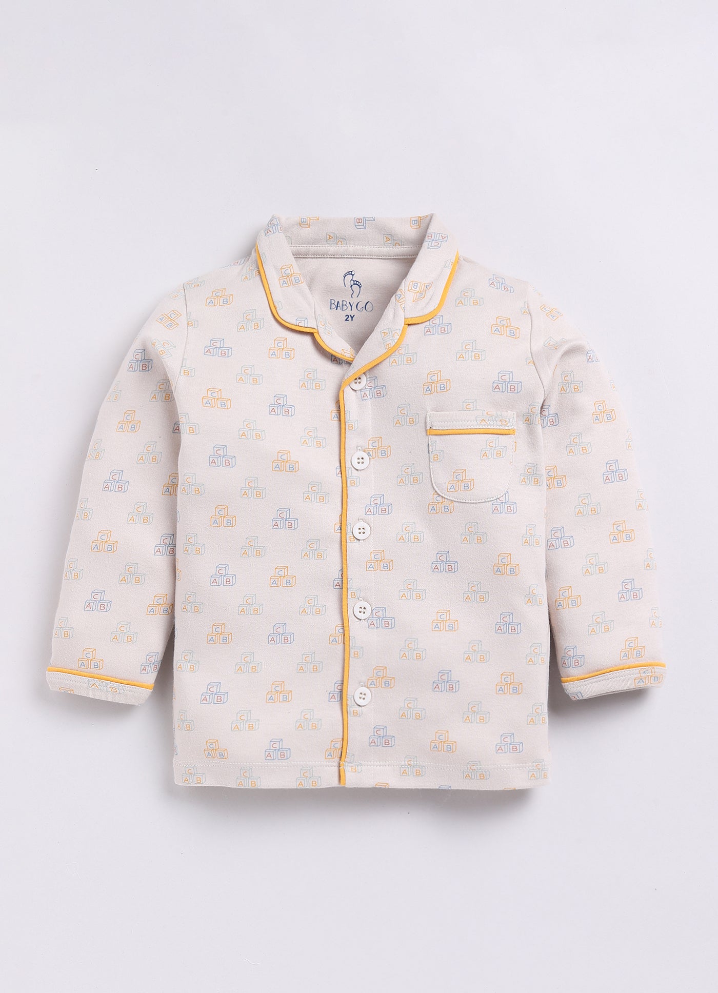 Playful Printed Baby Boy Night Suit-BEIGE