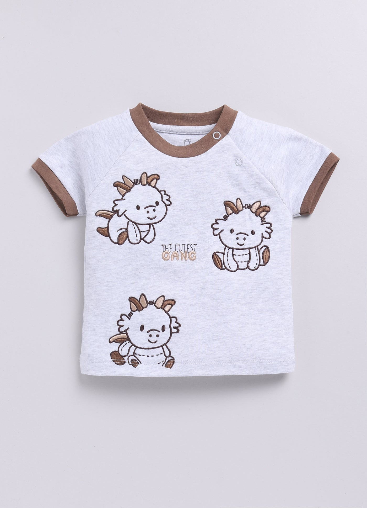 Little Dragon Baby Boy Half T Shirt & Short Set-Brown
