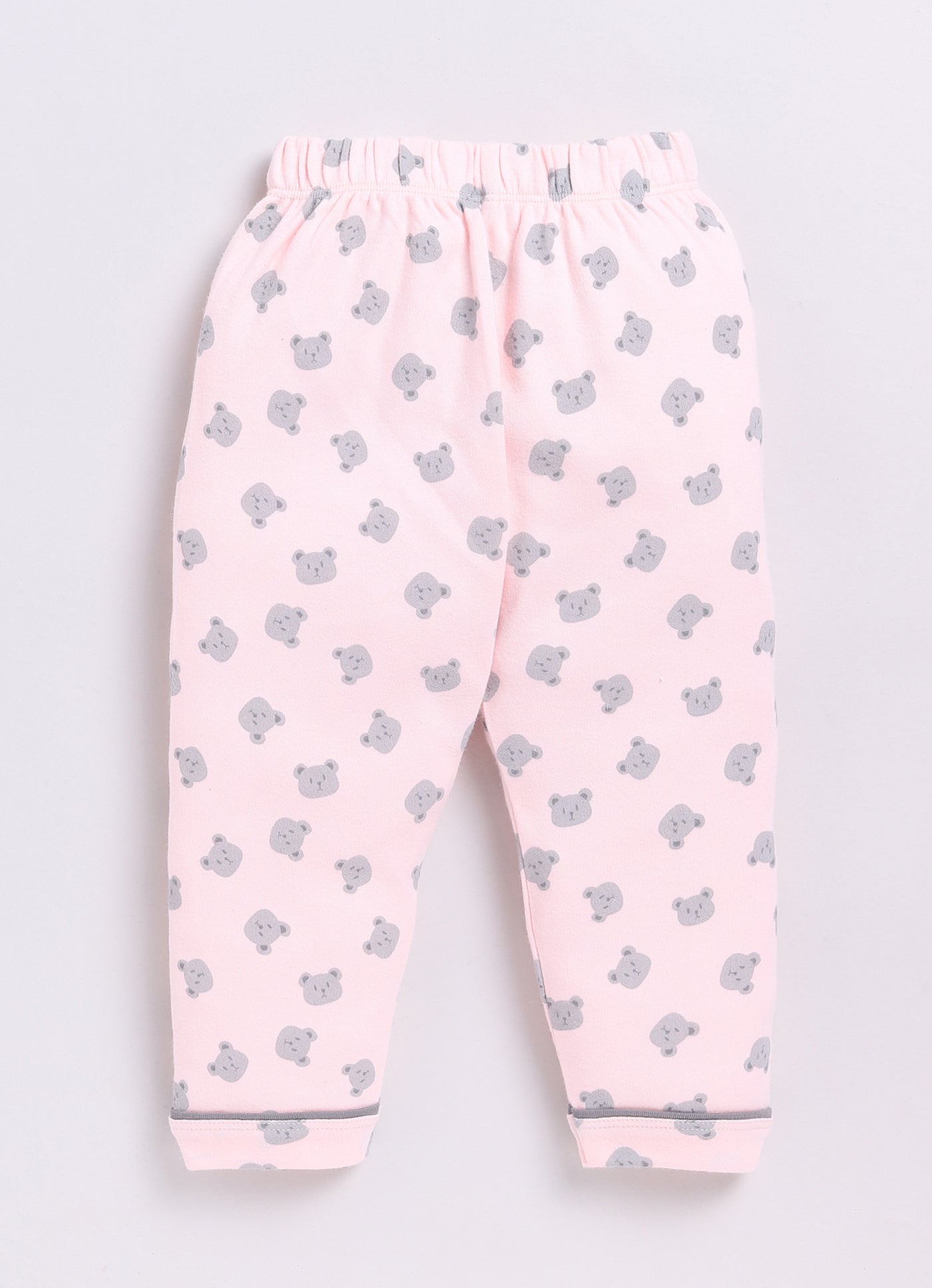 Bear Printed Baby Girl Night Suit-Peach