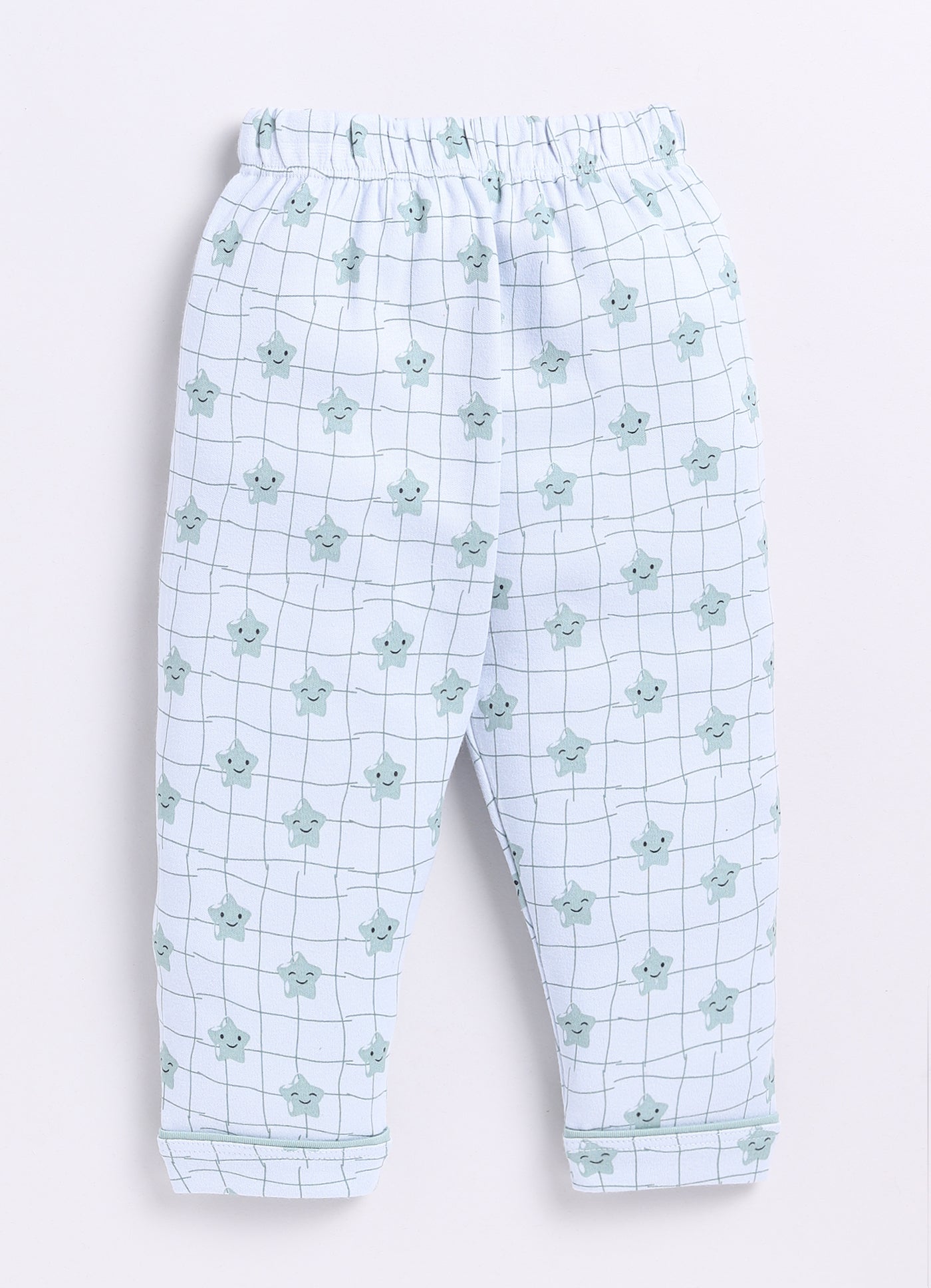 Baby Star Printed Half Sleeves Boy Night Suit-SEA GREEN