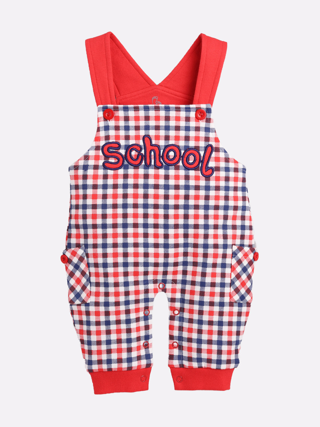 Full Sleeve Casual Cotton Dungaree Dress for Baby Boys RED