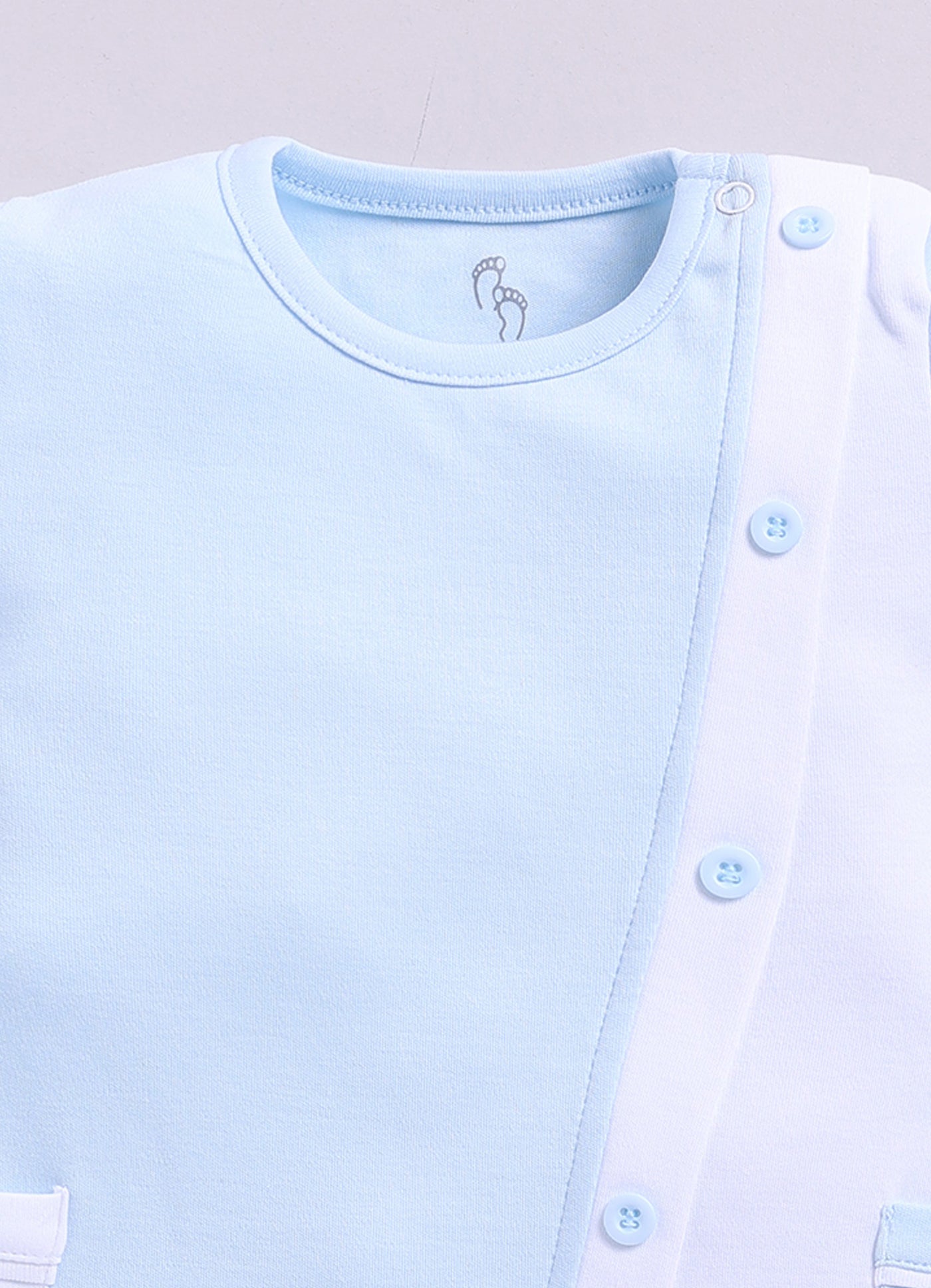 Twin Color Stylish Baby Boy Romper-Sky Blue