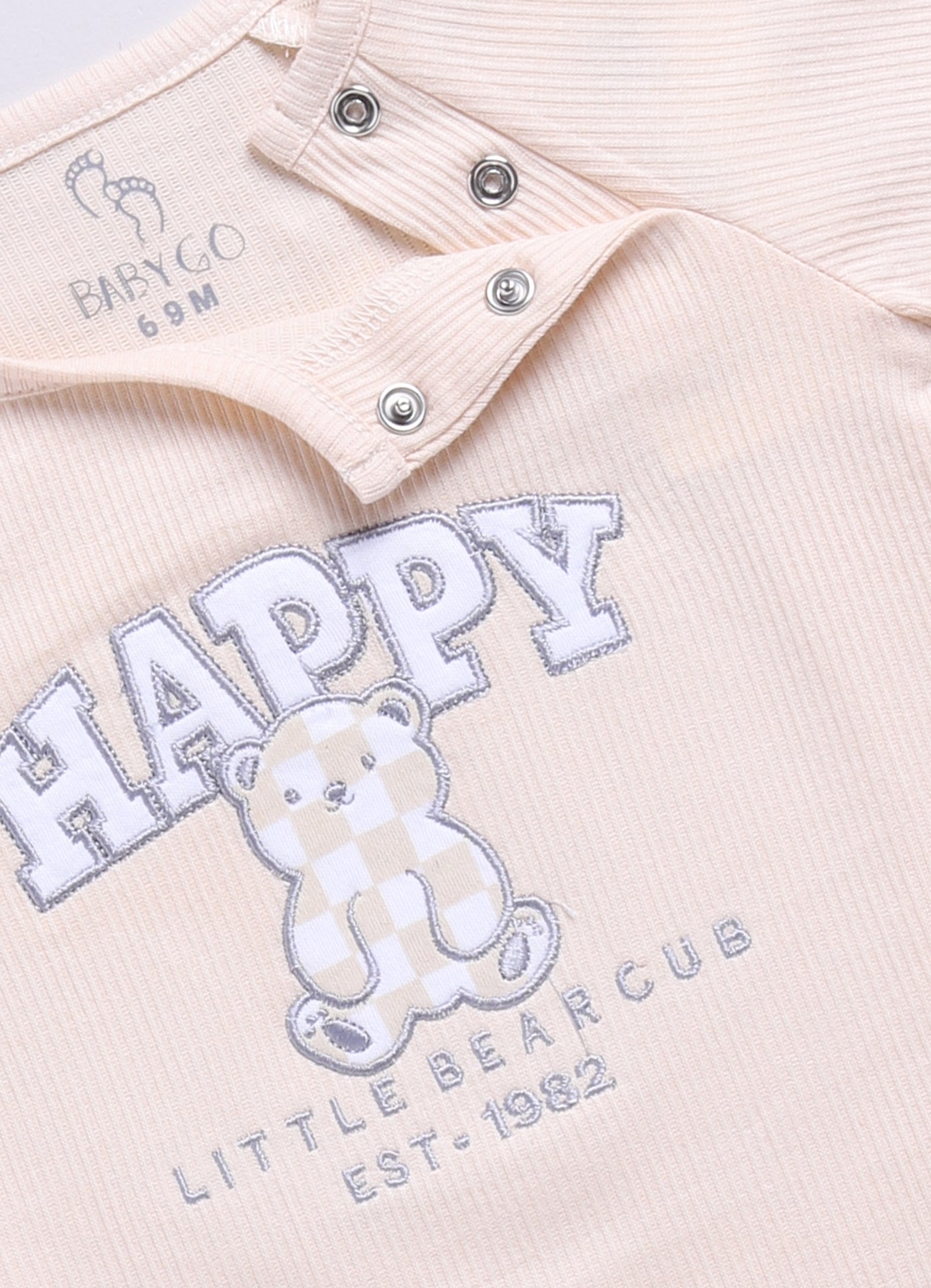 Baby Boy Short Sleeve Romper with Happy Little Bearcus-Yellow