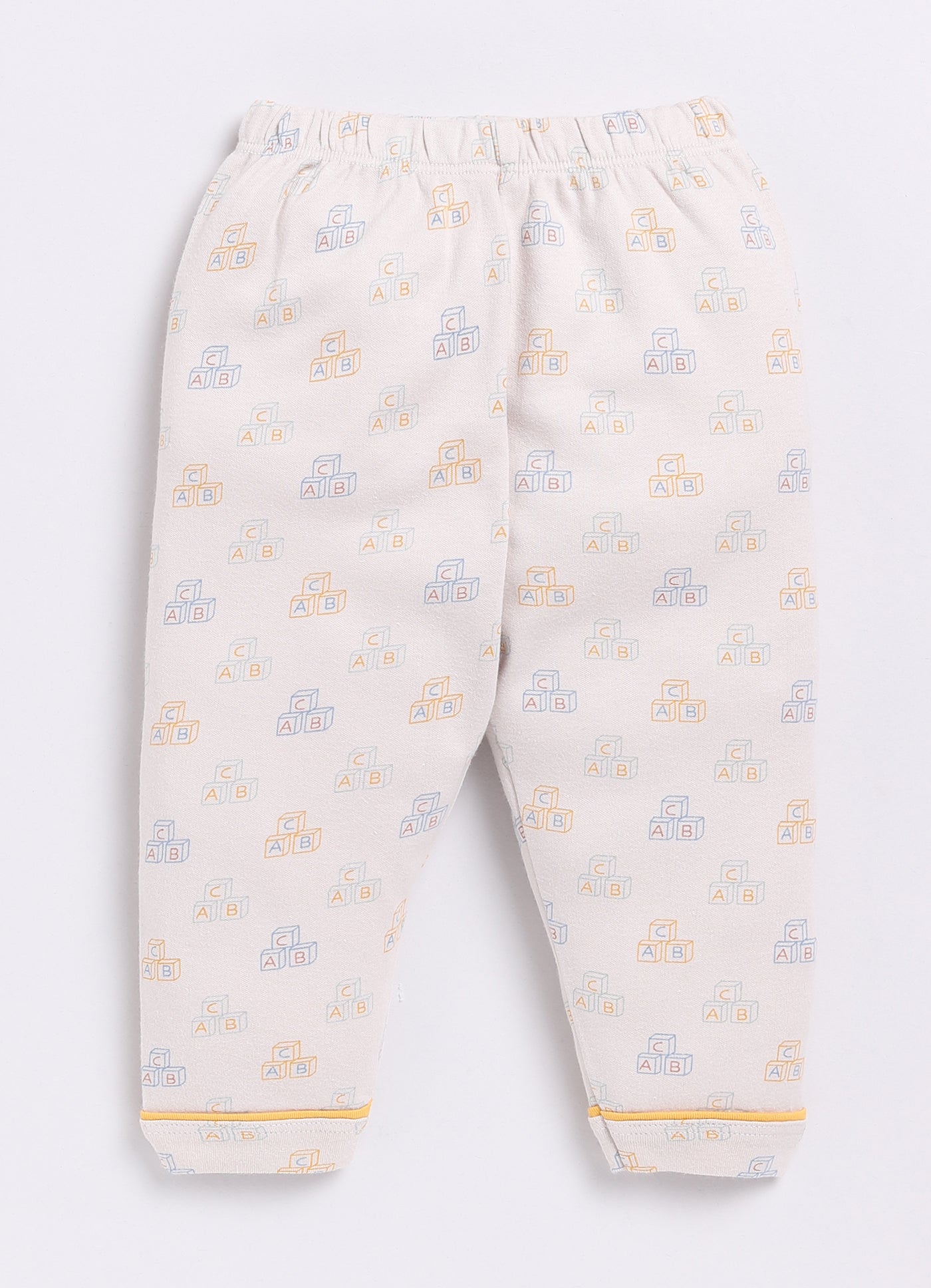 Playful ABC Printed Baby Boy Half Sleeves Night Suit-BEIGE
