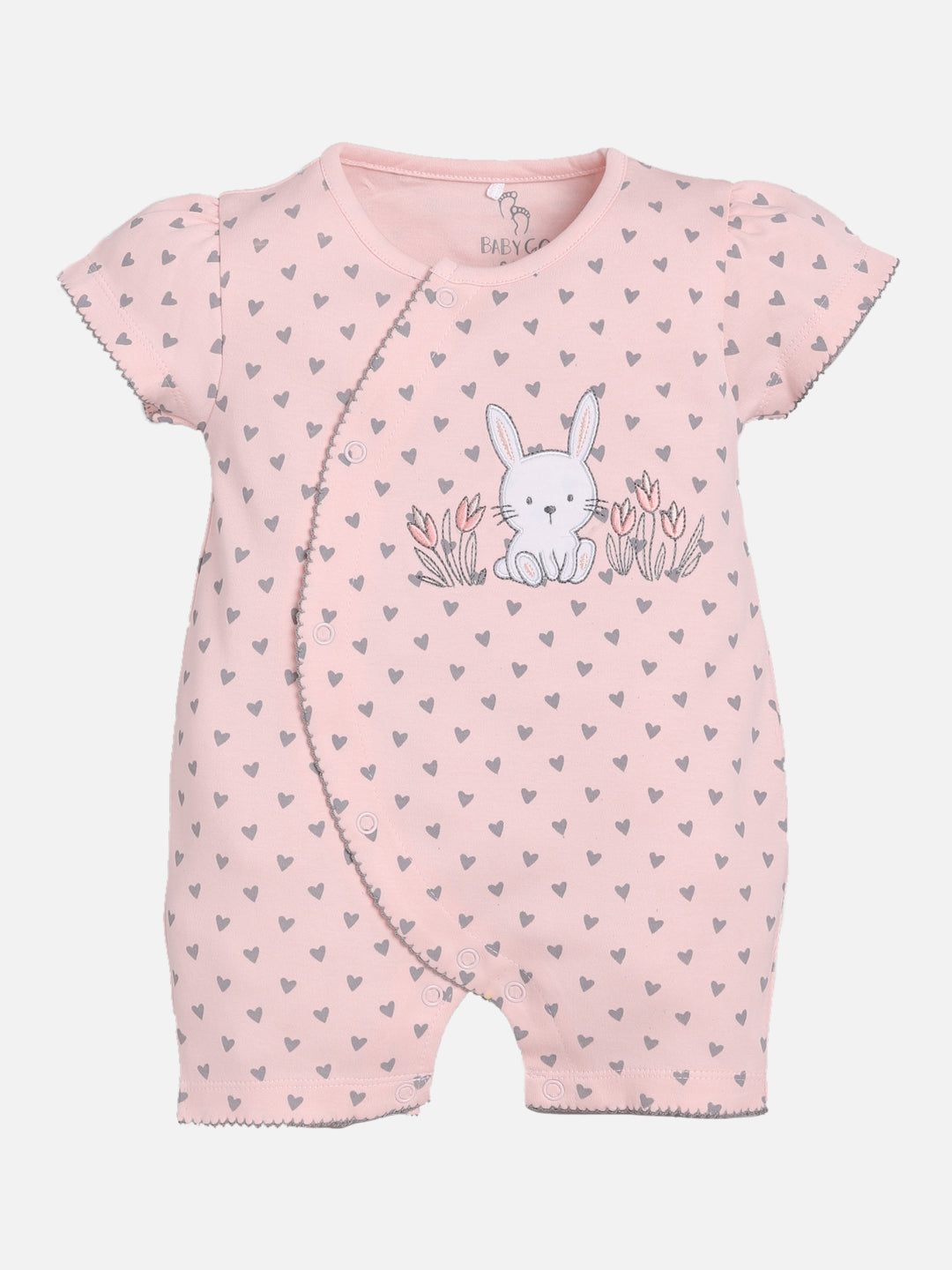 Half Sleeves Romper/Sleepsuit for Baby Girls 100% Pure Cotton-PEACH