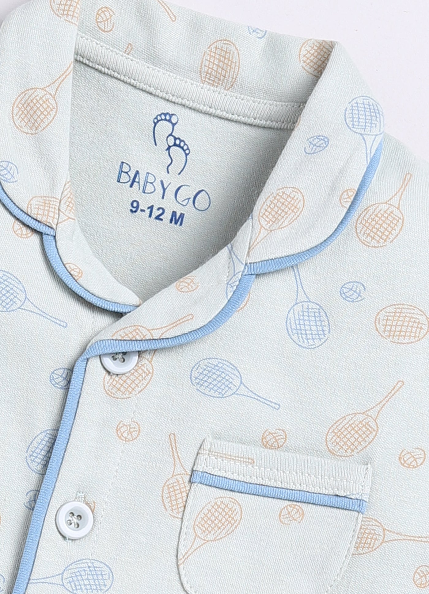 Playful Printed Half Sleeves Baby Boy Night Suit-OLIVE