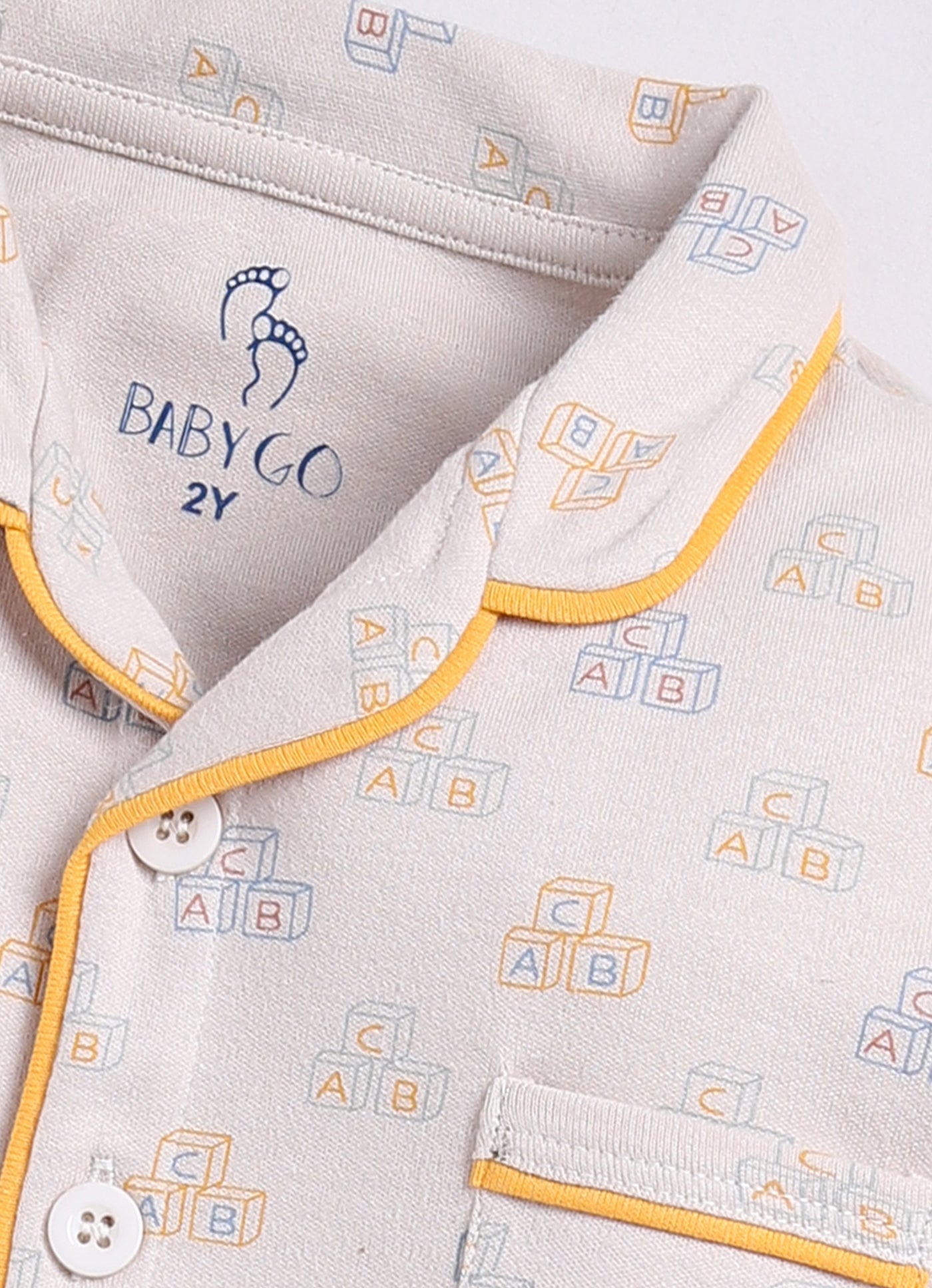 Playful Printed Baby Boy Night Suit-BEIGE