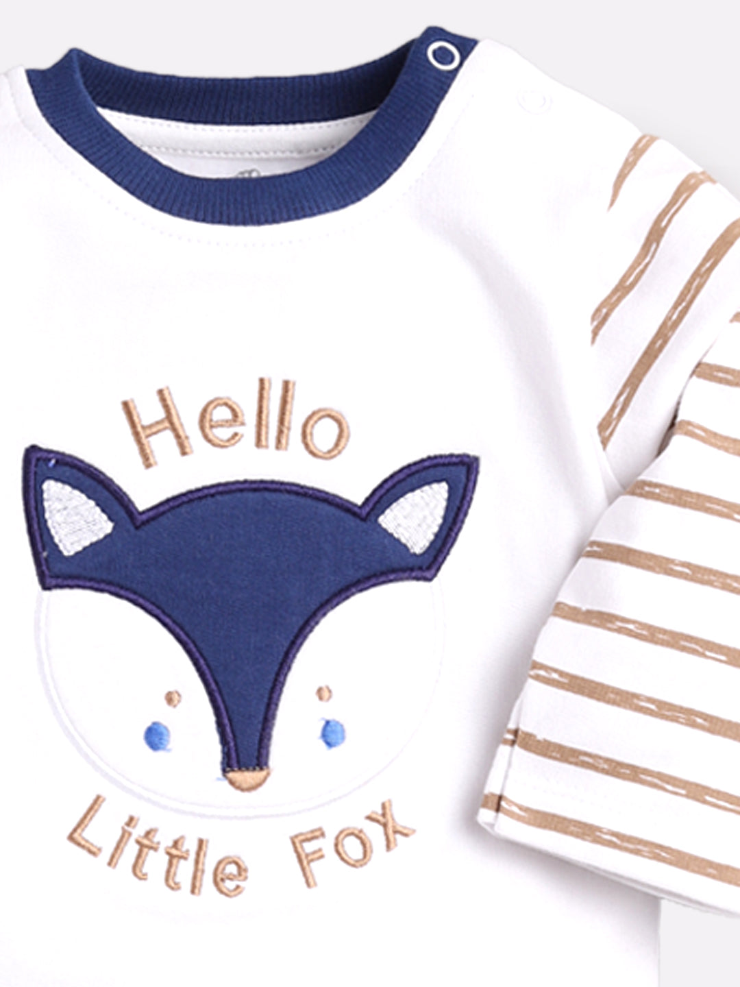 Little Fox printed casual T-Shirt Pyjama set-NAVY