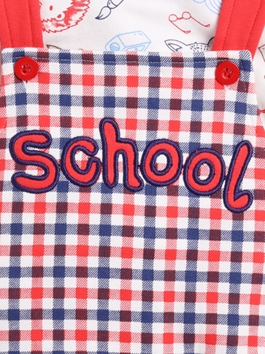 Full Sleeve Casual Cotton Dungaree Dress for Baby Boys RED